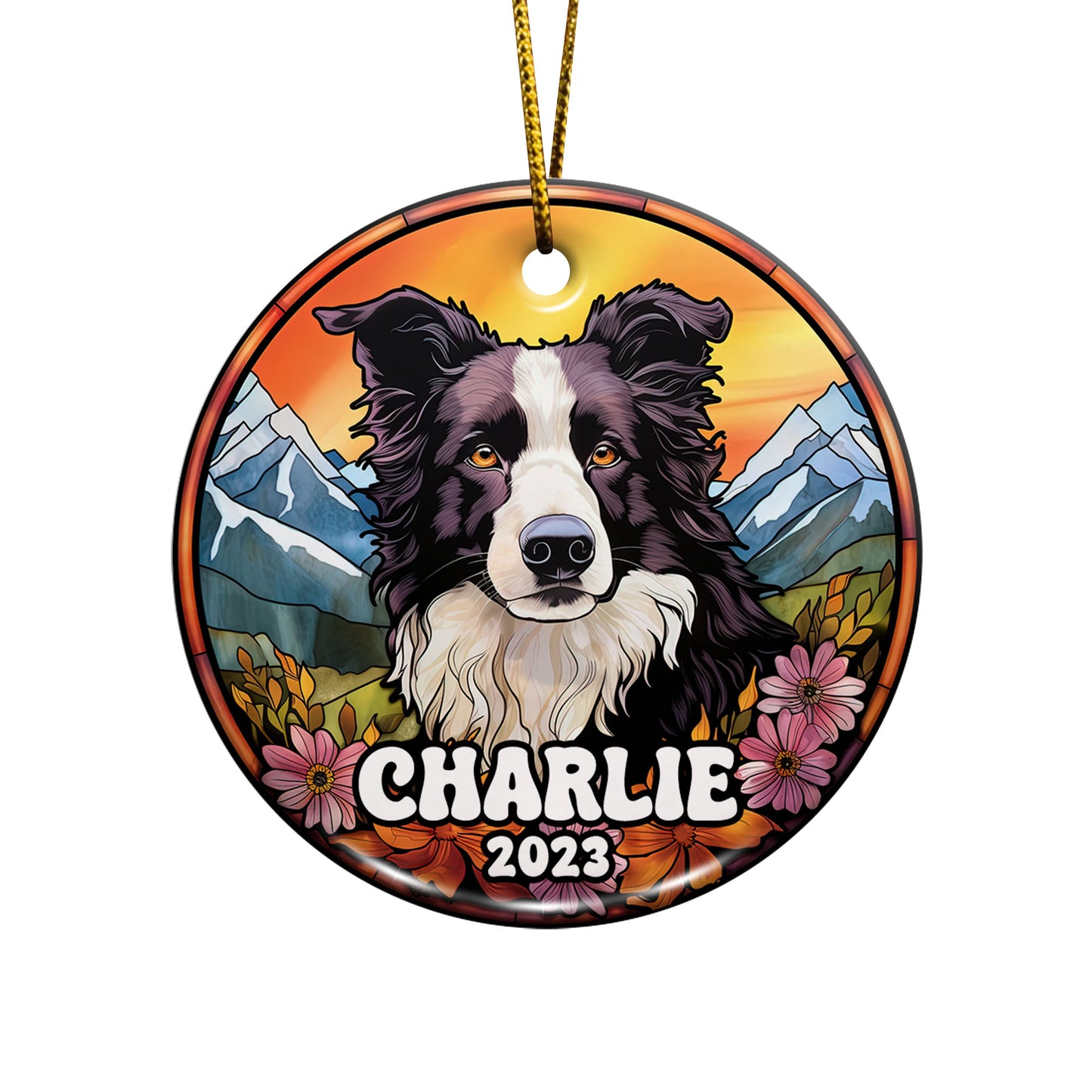 Border Collie Christmas Ornament Custom Dog Circle Ceramic Ornaments, Dog Christmas Ornaments, Christmas Ornaments For Dog Lover, Christmas Decor, Pet Lover Gifts EPHG-52790