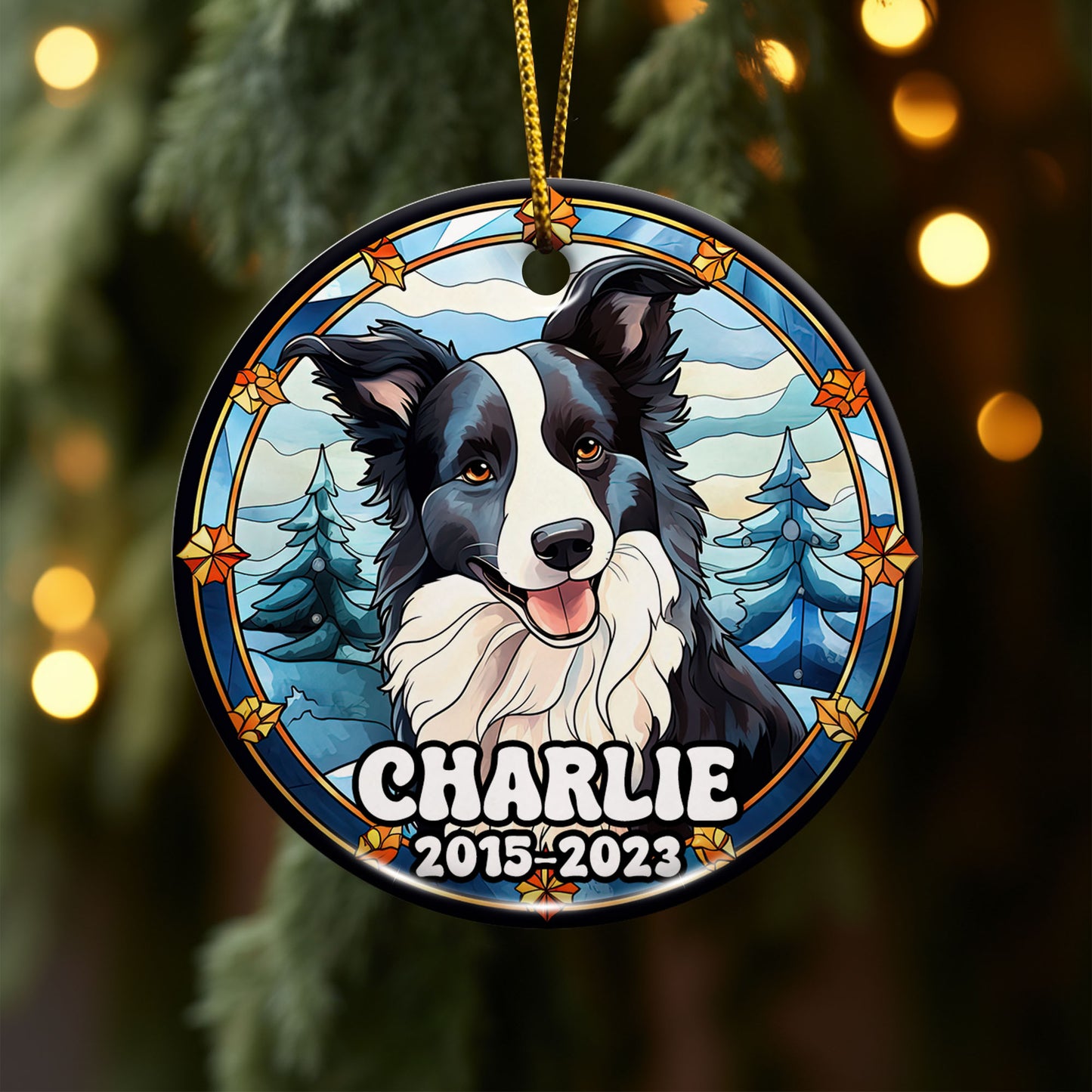 Border Collie Christmas Ornament Custom Dog Circle Ceramic Ornaments, Dog Christmas Ornaments, Christmas Ornaments For Dog Lover, Christmas Decor, Pet Lover Gifts EPHG-52790