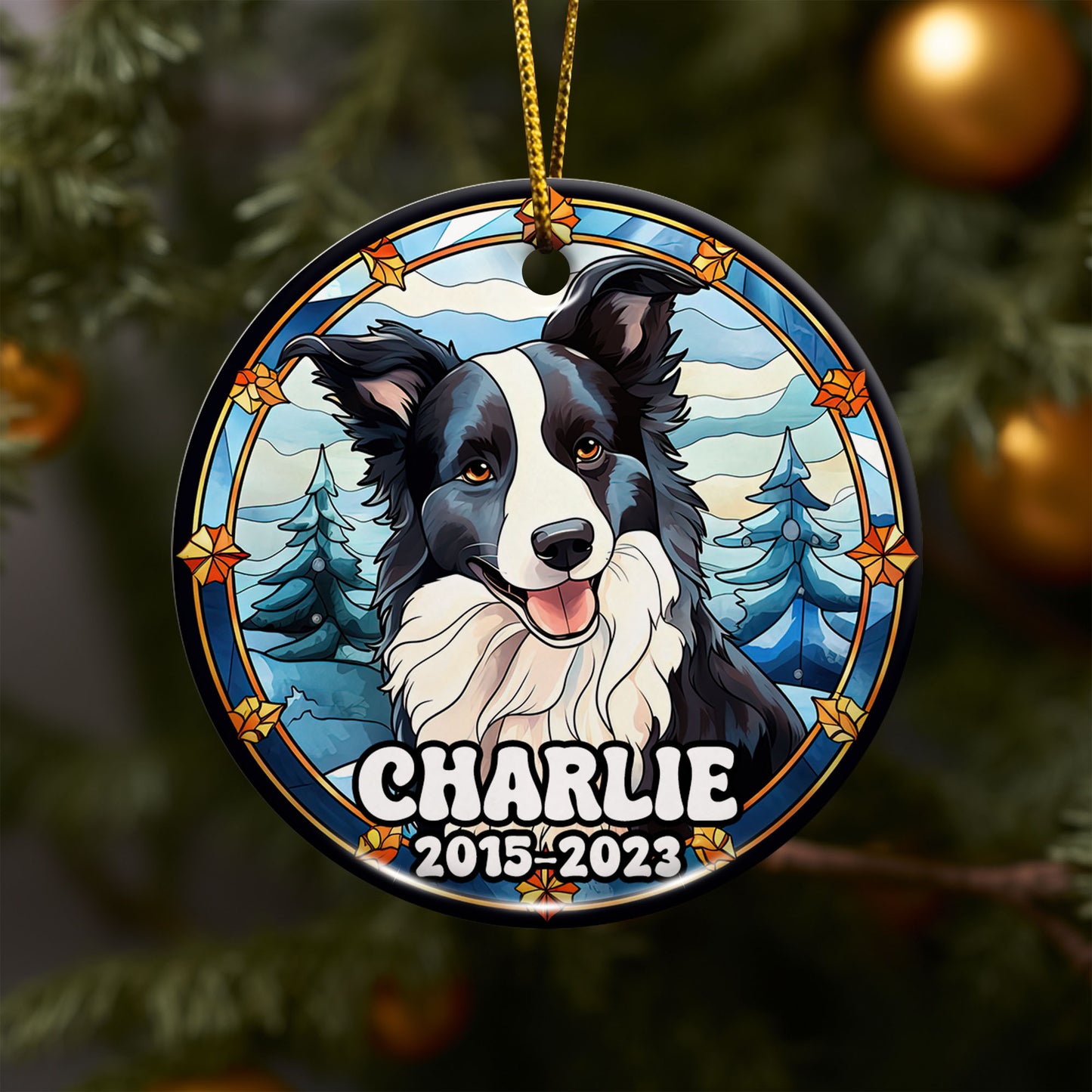 Border Collie Christmas Ornament Custom Dog Circle Ceramic Ornaments, Dog Christmas Ornaments, Christmas Ornaments For Dog Lover, Christmas Decor, Pet Lover Gifts EPHG-52790