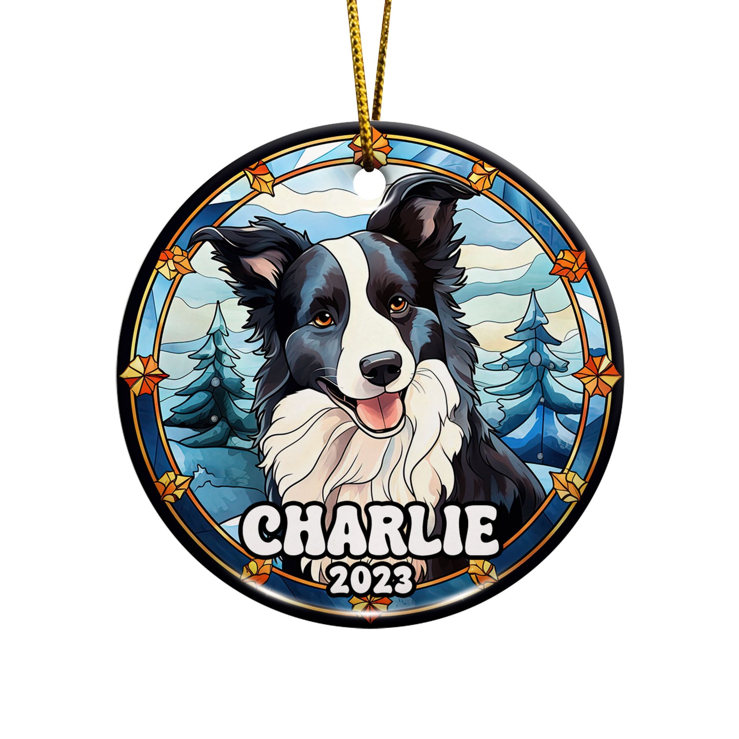 Border Collie Christmas Ornament Custom Dog Circle Ceramic Ornaments, Dog Christmas Ornaments, Christmas Ornaments For Dog Lover, Christmas Decor, Pet Lover Gifts EPHG-52790