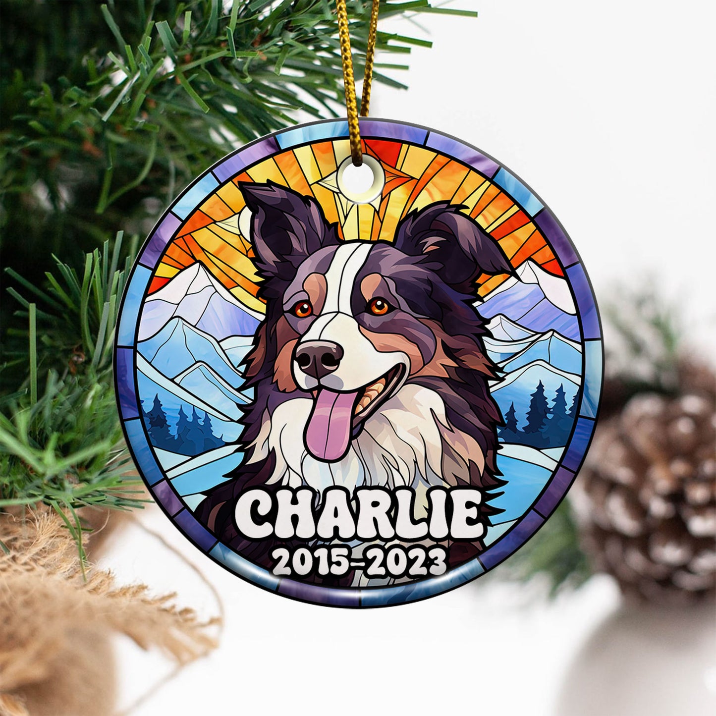 Border Collie Christmas Ornament Custom Dog Circle Ceramic Ornaments, Dog Christmas Ornaments, Christmas Ornaments For Dog Lover, Christmas Decor, Pet Lover Gifts EPHG-52790