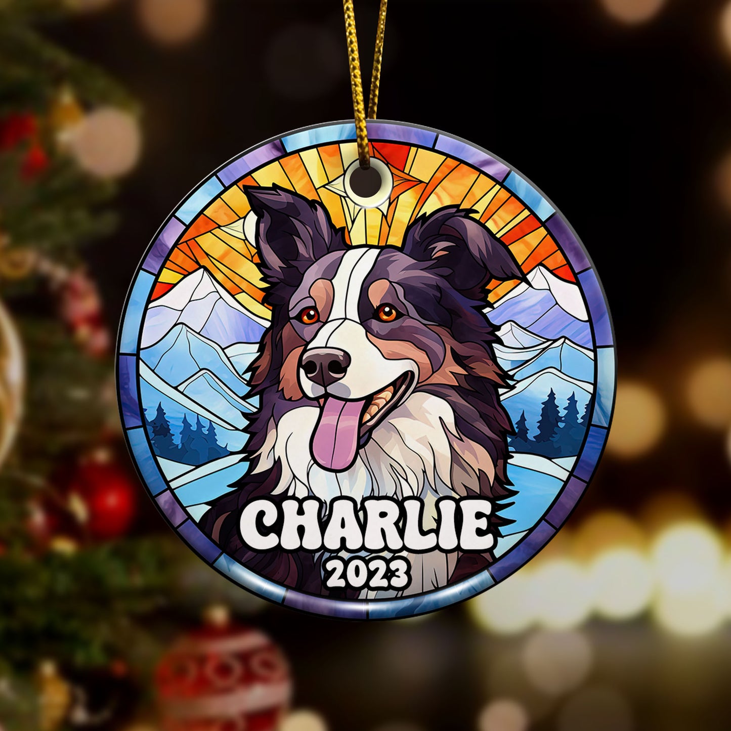 Border Collie Christmas Ornament Custom Dog Circle Ceramic Ornaments, Dog Christmas Ornaments, Christmas Ornaments For Dog Lover, Christmas Decor, Pet Lover Gifts EPHG-52790