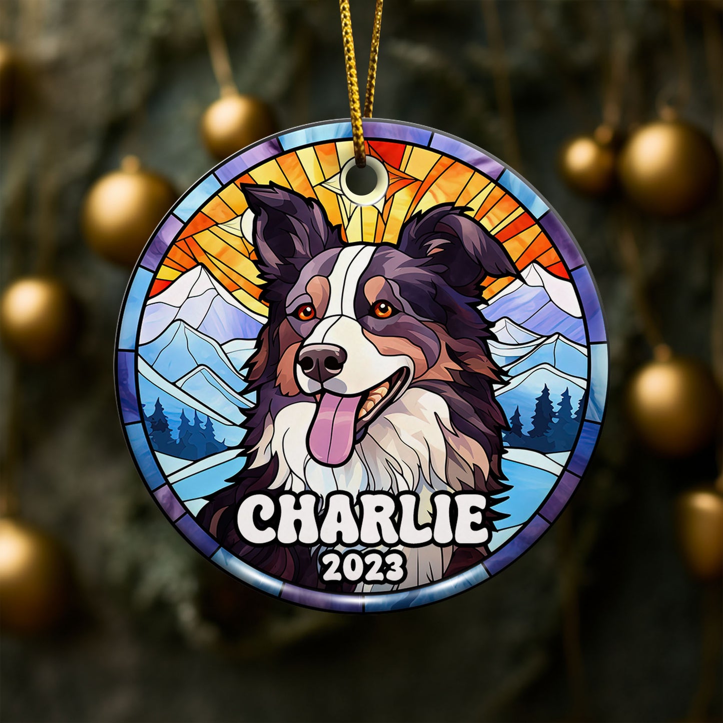 Border Collie Christmas Ornament Custom Dog Circle Ceramic Ornaments, Dog Christmas Ornaments, Christmas Ornaments For Dog Lover, Christmas Decor, Pet Lover Gifts EPHG-52790