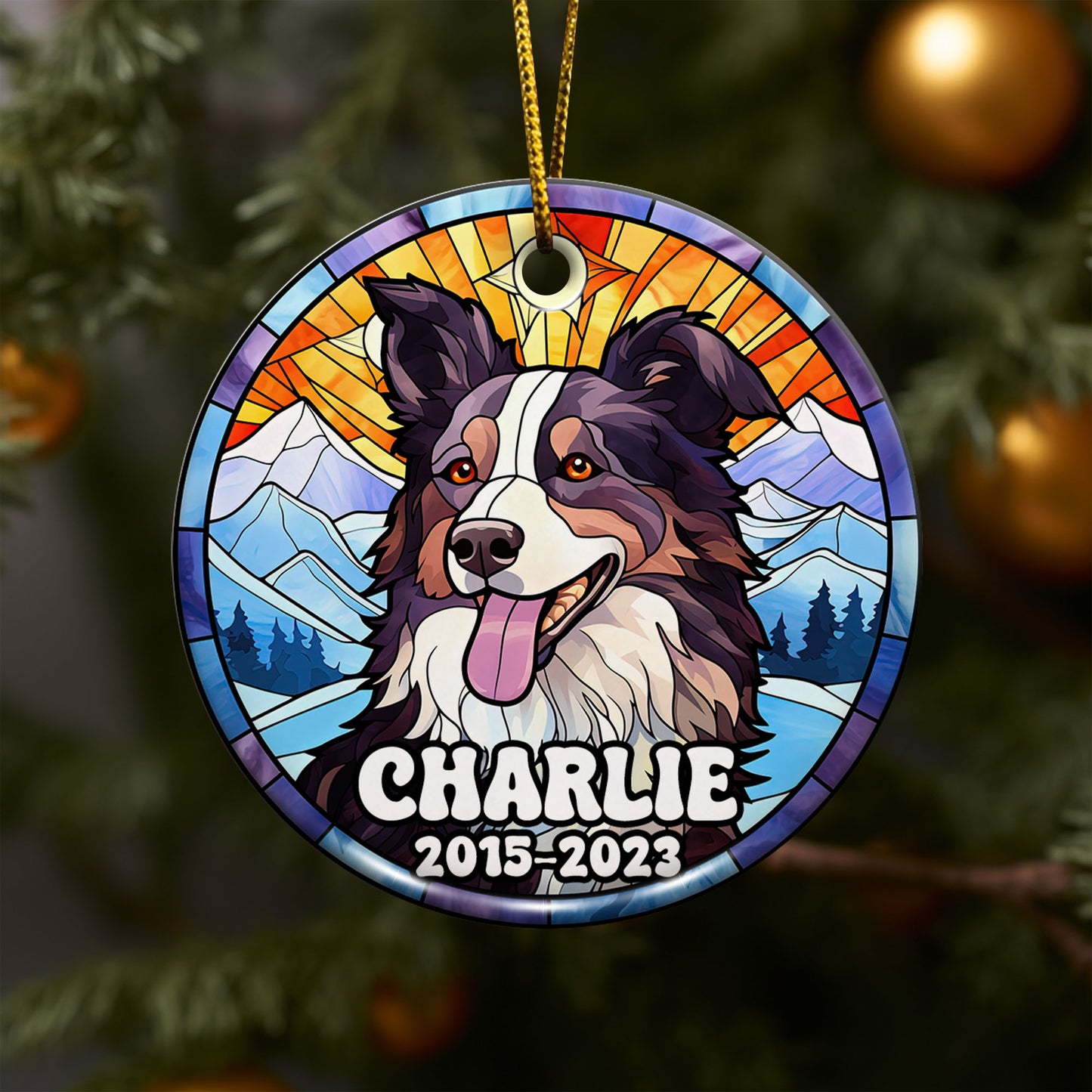 Border Collie Christmas Ornament Custom Dog Circle Ceramic Ornaments, Dog Christmas Ornaments, Christmas Ornaments For Dog Lover, Christmas Decor, Pet Lover Gifts EPHG-52790