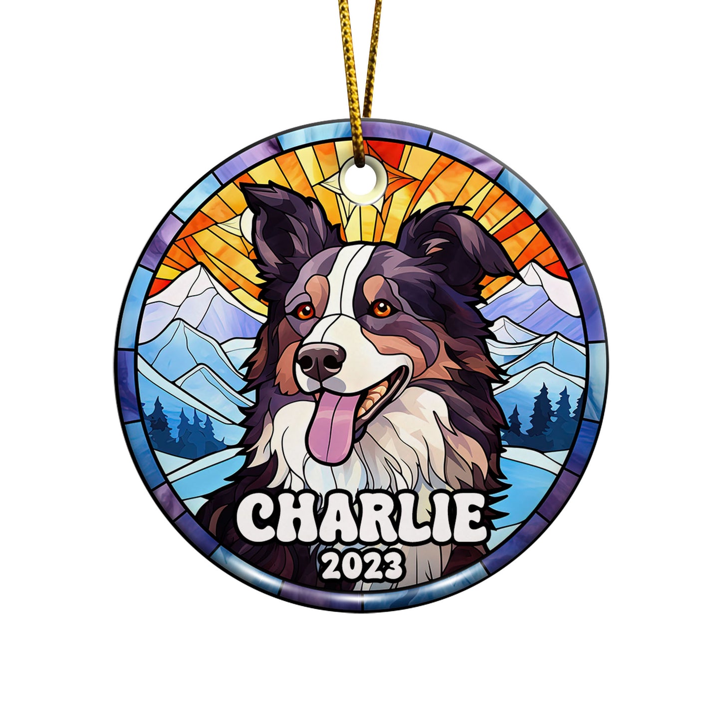 Border Collie Christmas Ornament Custom Dog Circle Ceramic Ornaments, Dog Christmas Ornaments, Christmas Ornaments For Dog Lover, Christmas Decor, Pet Lover Gifts EPHG-52790