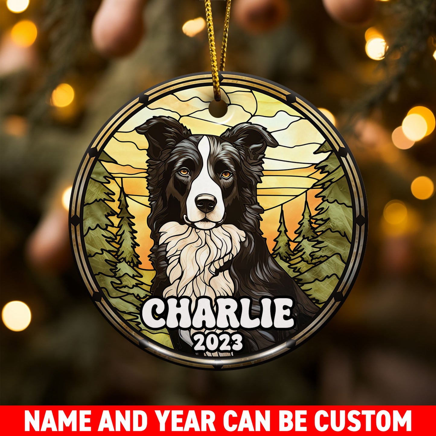 Border Collie Christmas Ornament Custom Dog Circle Ceramic Ornaments, Dog Christmas Ornaments, Christmas Ornaments For Dog Lover, Christmas Decor, Pet Lover Gifts EPHG-52790