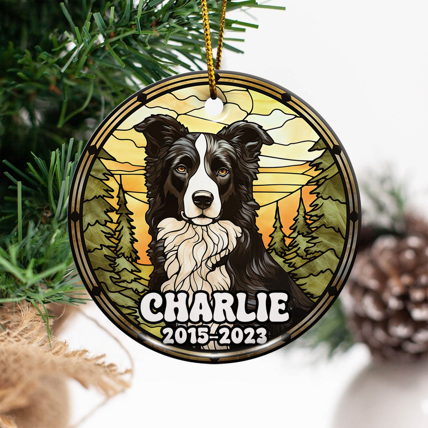 Border Collie Christmas Ornament Custom Dog Circle Ceramic Ornaments, Dog Christmas Ornaments, Christmas Ornaments For Dog Lover, Christmas Decor, Pet Lover Gifts EPHG-52790