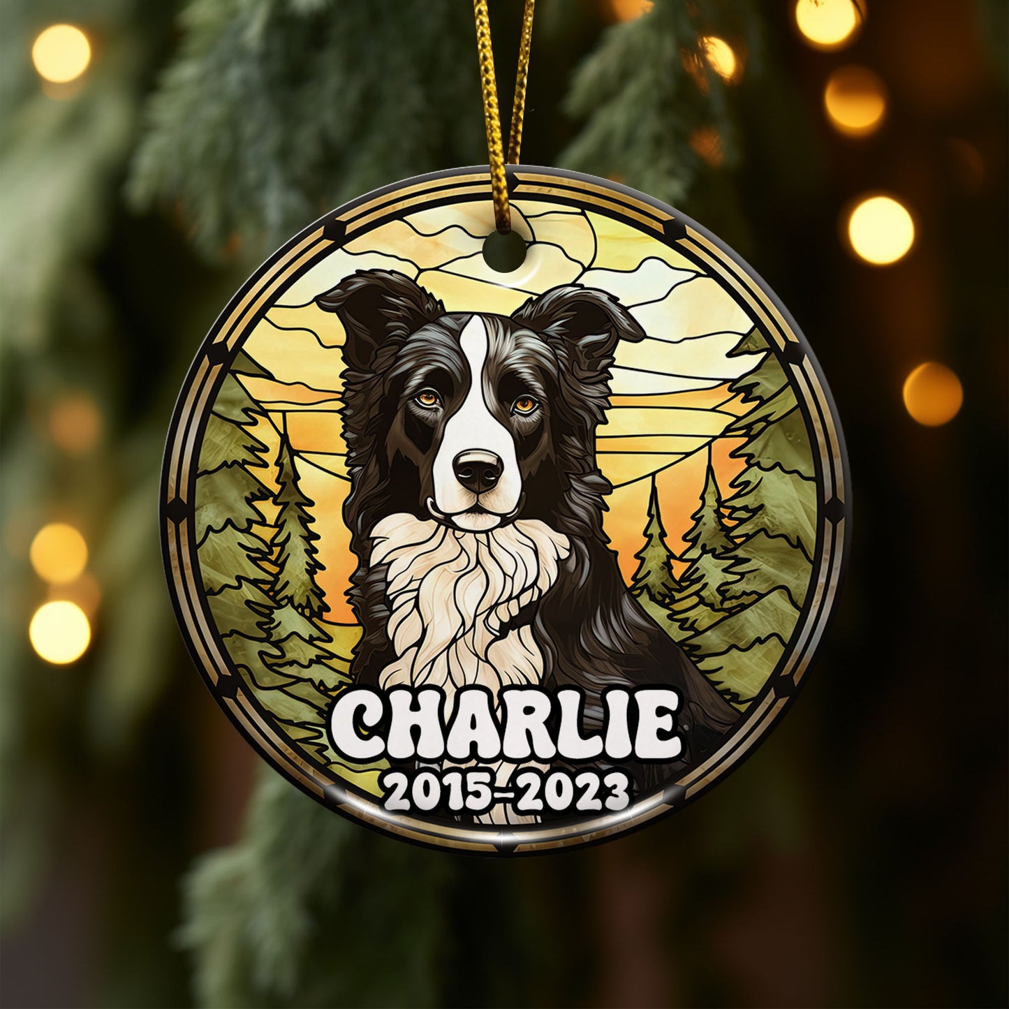 Border Collie Christmas Ornament Custom Dog Circle Ceramic Ornaments, Dog Christmas Ornaments, Christmas Ornaments For Dog Lover, Christmas Decor, Pet Lover Gifts EPHG-52790