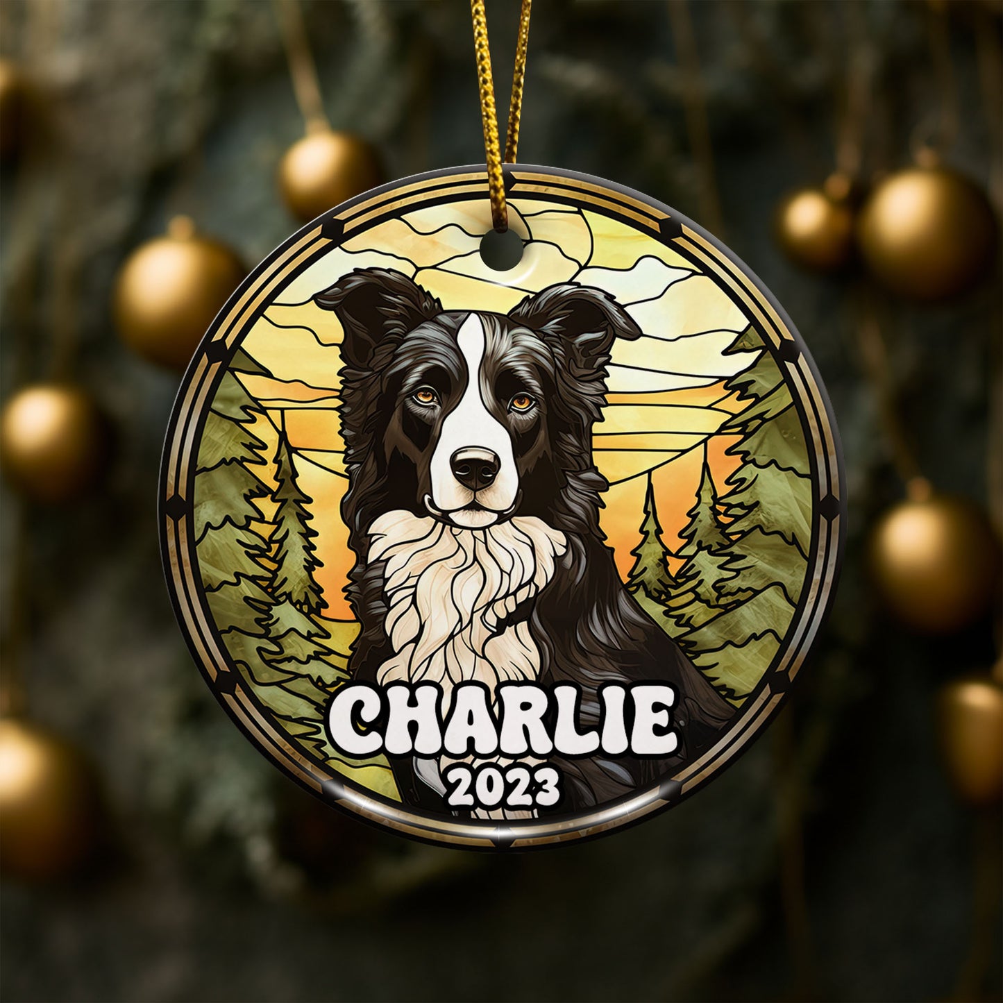 Border Collie Christmas Ornament Custom Dog Circle Ceramic Ornaments, Dog Christmas Ornaments, Christmas Ornaments For Dog Lover, Christmas Decor, Pet Lover Gifts EPHG-52790