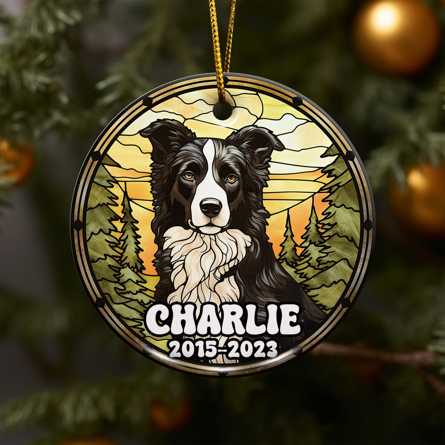 Border Collie Christmas Ornament Custom Dog Circle Ceramic Ornaments, Dog Christmas Ornaments, Christmas Ornaments For Dog Lover, Christmas Decor, Pet Lover Gifts EPHG-52790