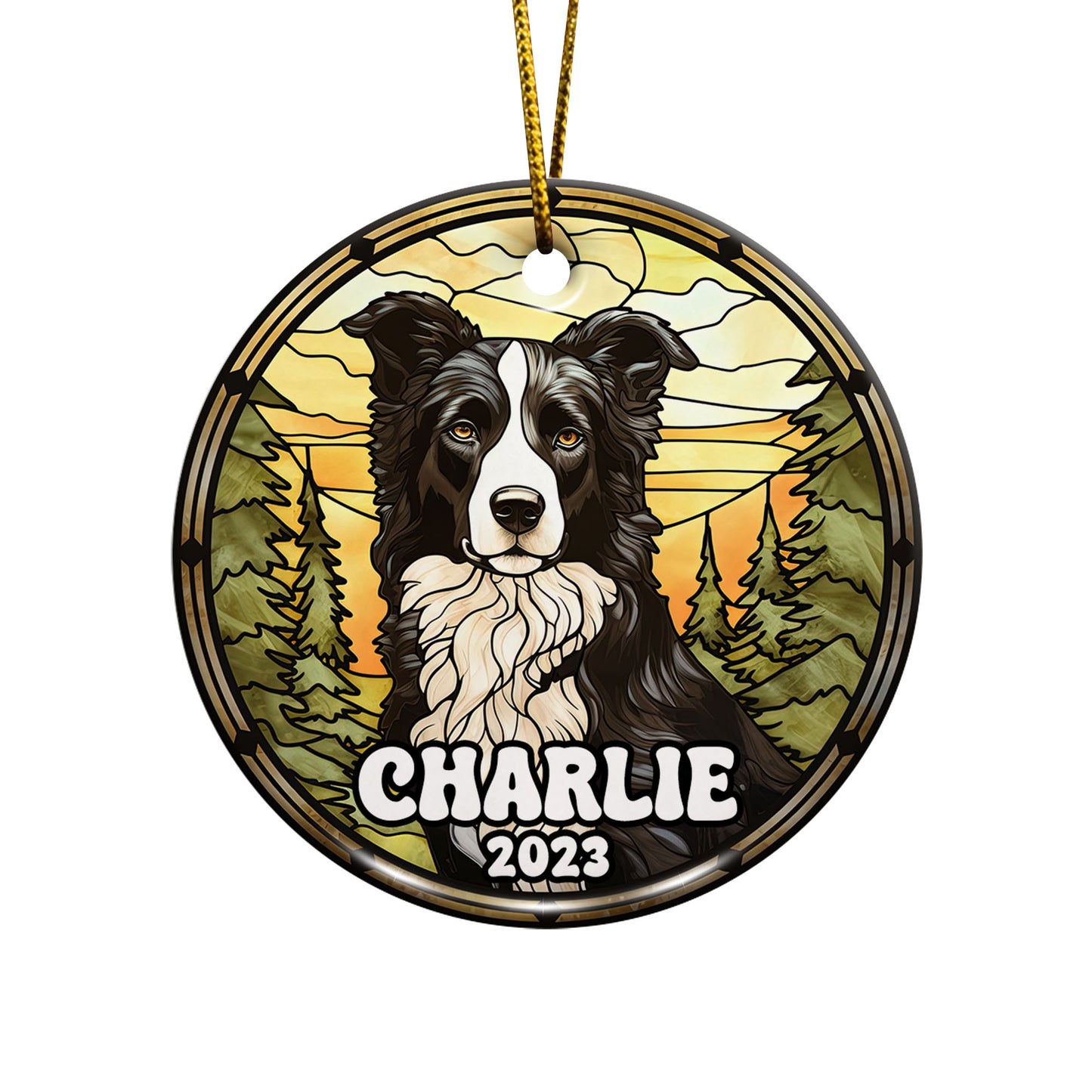 Border Collie Christmas Ornament Custom Dog Circle Ceramic Ornaments, Dog Christmas Ornaments, Christmas Ornaments For Dog Lover, Christmas Decor, Pet Lover Gifts EPHG-52790