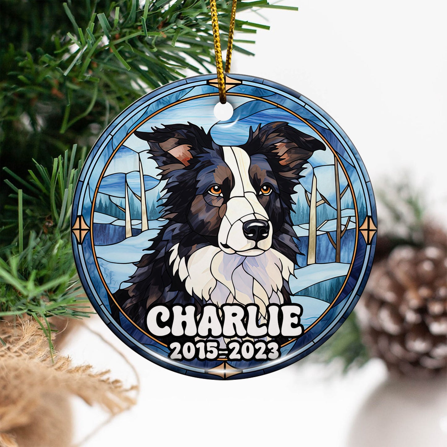 Border Collie Christmas Ornament Custom Dog Circle Ceramic Ornaments, Dog Christmas Ornaments, Christmas Ornaments For Dog Lover, Christmas Decor, Pet Lover Gifts EPHG-52790