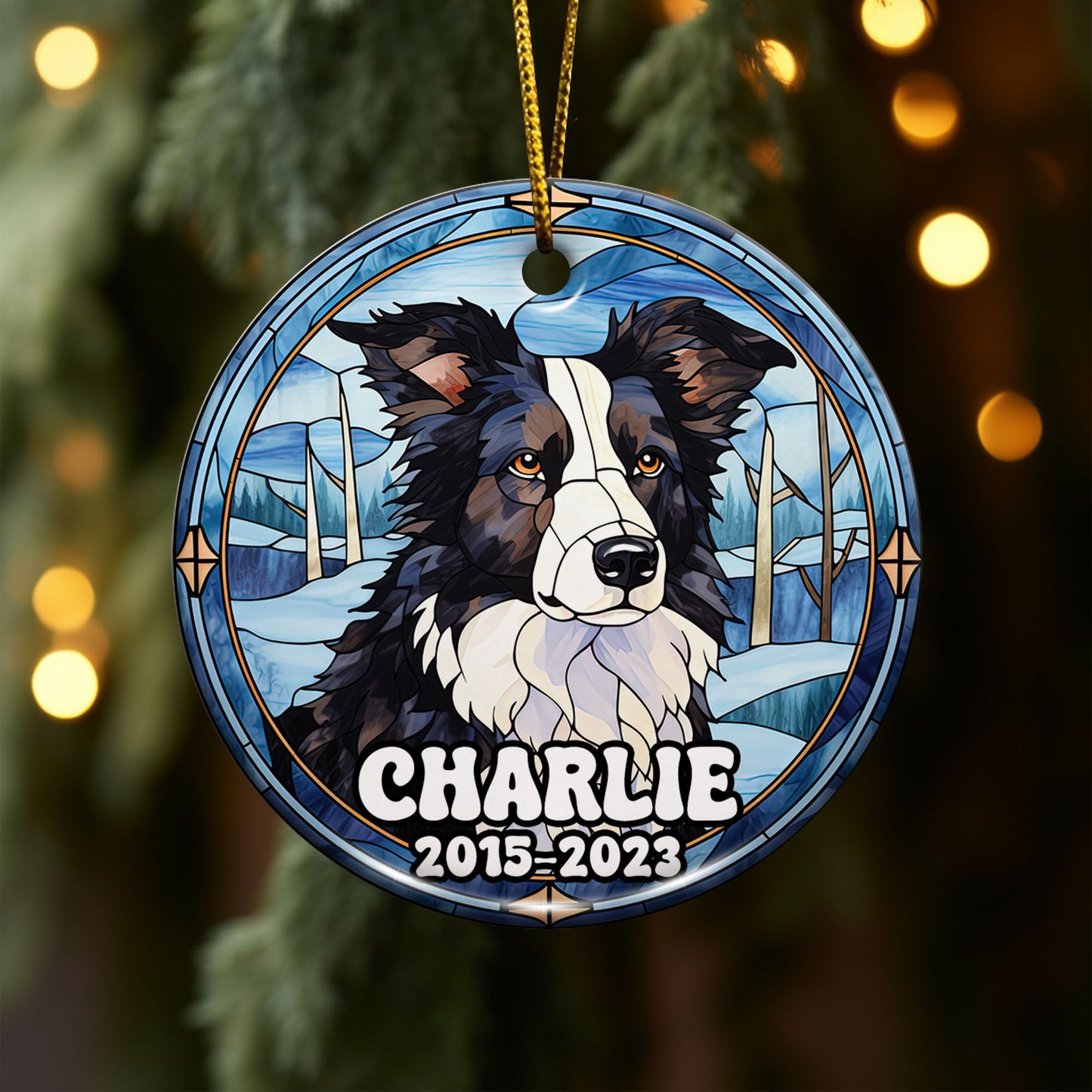 Border Collie Christmas Ornament Custom Dog Circle Ceramic Ornaments, Dog Christmas Ornaments, Christmas Ornaments For Dog Lover, Christmas Decor, Pet Lover Gifts EPHG-52790