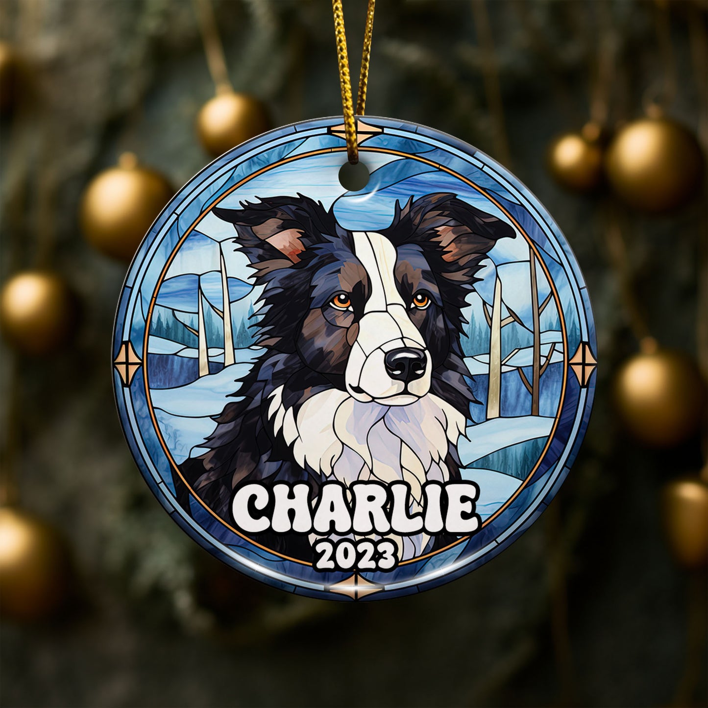 Border Collie Christmas Ornament Custom Dog Circle Ceramic Ornaments, Dog Christmas Ornaments, Christmas Ornaments For Dog Lover, Christmas Decor, Pet Lover Gifts EPHG-52790