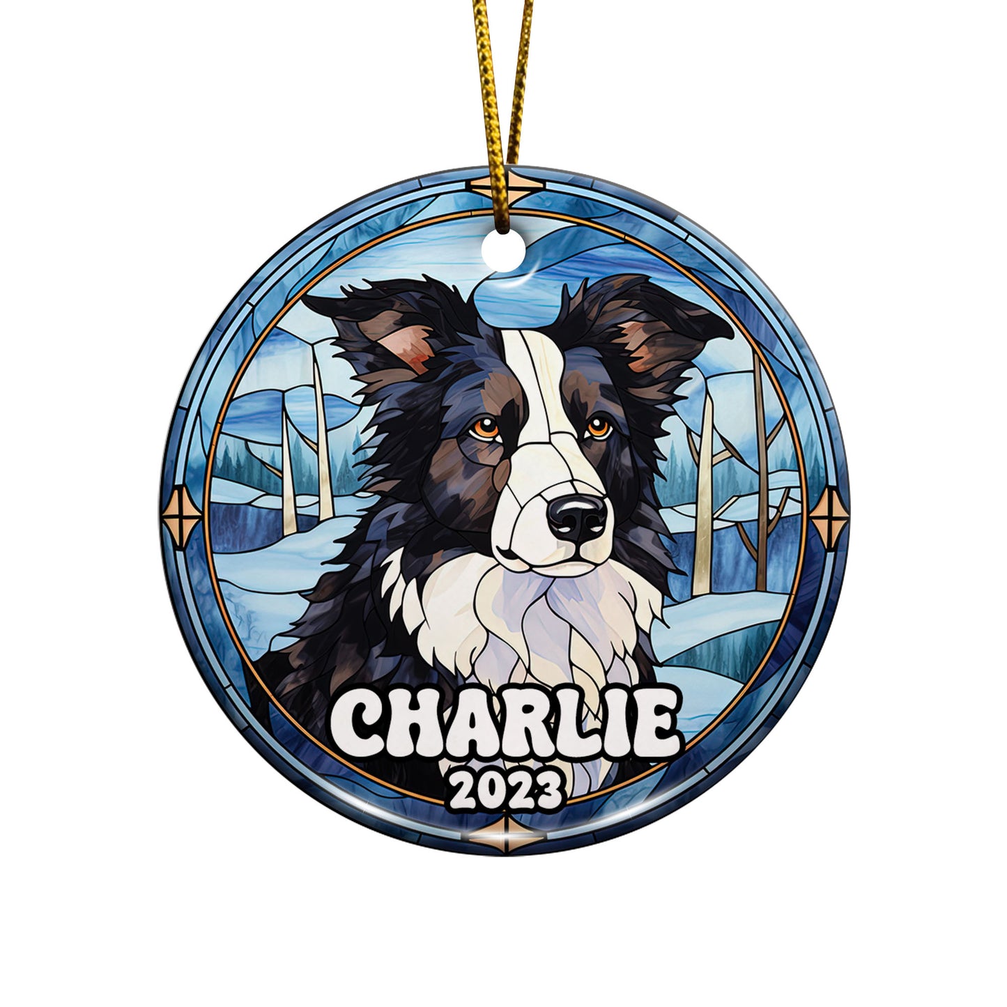 Border Collie Christmas Ornament Custom Dog Circle Ceramic Ornaments, Dog Christmas Ornaments, Christmas Ornaments For Dog Lover, Christmas Decor, Pet Lover Gifts EPHG-52790