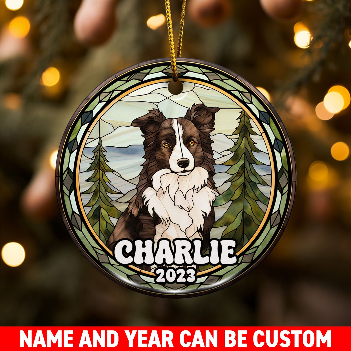 Border Collie Christmas Ornament Custom Dog Circle Ceramic Ornaments, Dog Christmas Ornaments, Christmas Ornaments For Dog Lover, Christmas Decor, Pet Lover Gifts EPHG-52790