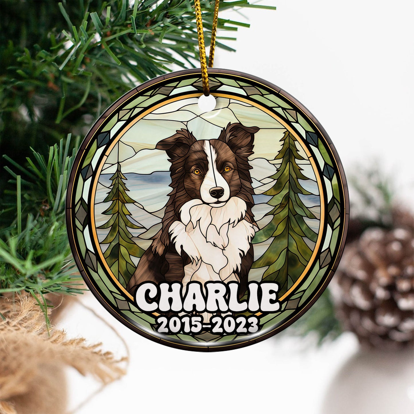 Border Collie Christmas Ornament Custom Dog Circle Ceramic Ornaments, Dog Christmas Ornaments, Christmas Ornaments For Dog Lover, Christmas Decor, Pet Lover Gifts EPHG-52790