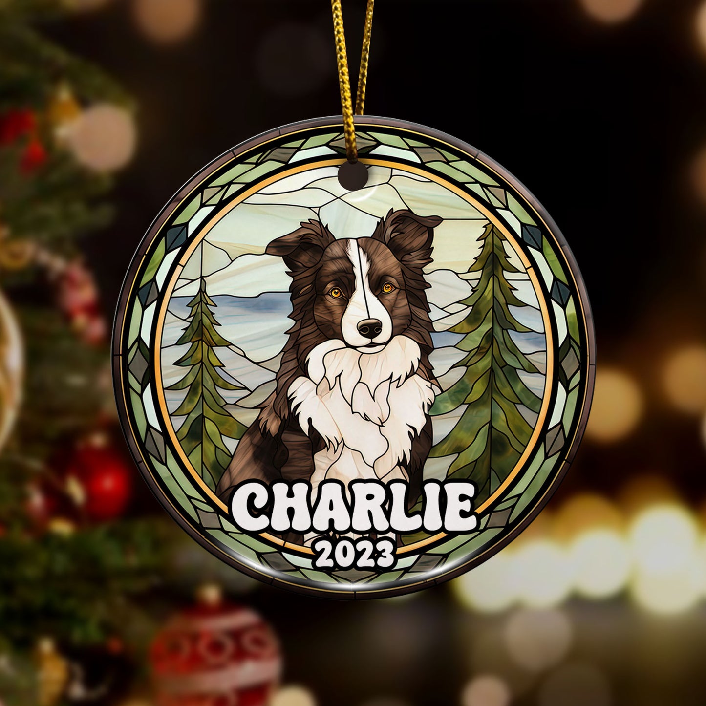 Border Collie Christmas Ornament Custom Dog Circle Ceramic Ornaments, Dog Christmas Ornaments, Christmas Ornaments For Dog Lover, Christmas Decor, Pet Lover Gifts EPHG-52790