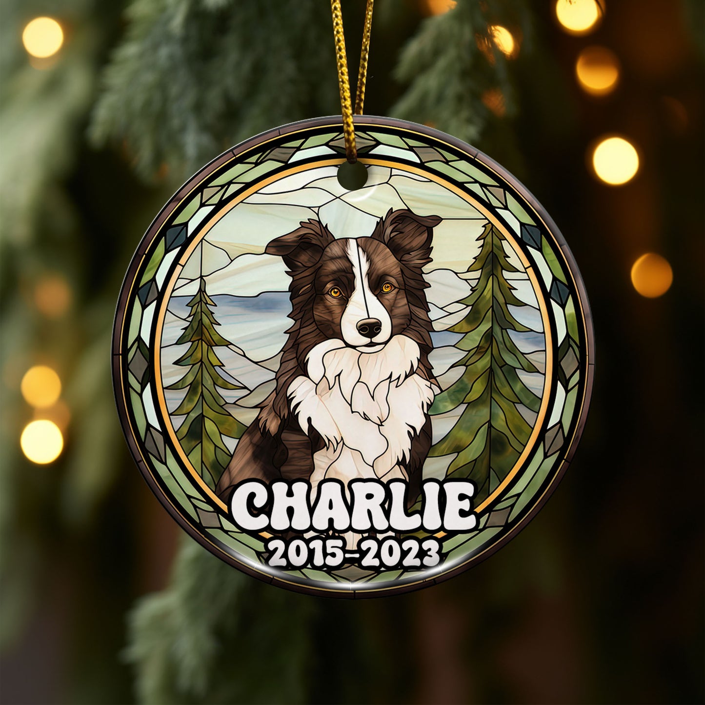 Border Collie Christmas Ornament Custom Dog Circle Ceramic Ornaments, Dog Christmas Ornaments, Christmas Ornaments For Dog Lover, Christmas Decor, Pet Lover Gifts EPHG-52790