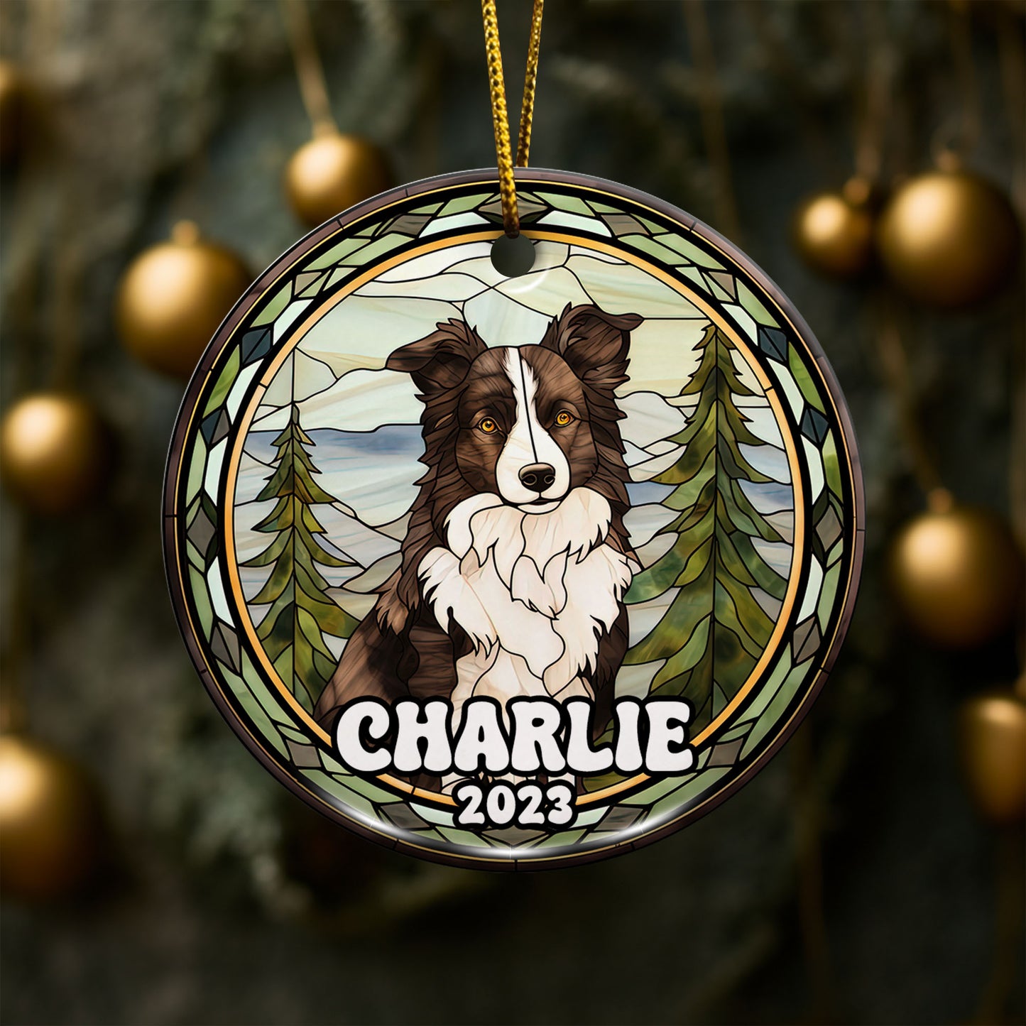 Border Collie Christmas Ornament Custom Dog Circle Ceramic Ornaments, Dog Christmas Ornaments, Christmas Ornaments For Dog Lover, Christmas Decor, Pet Lover Gifts EPHG-52790