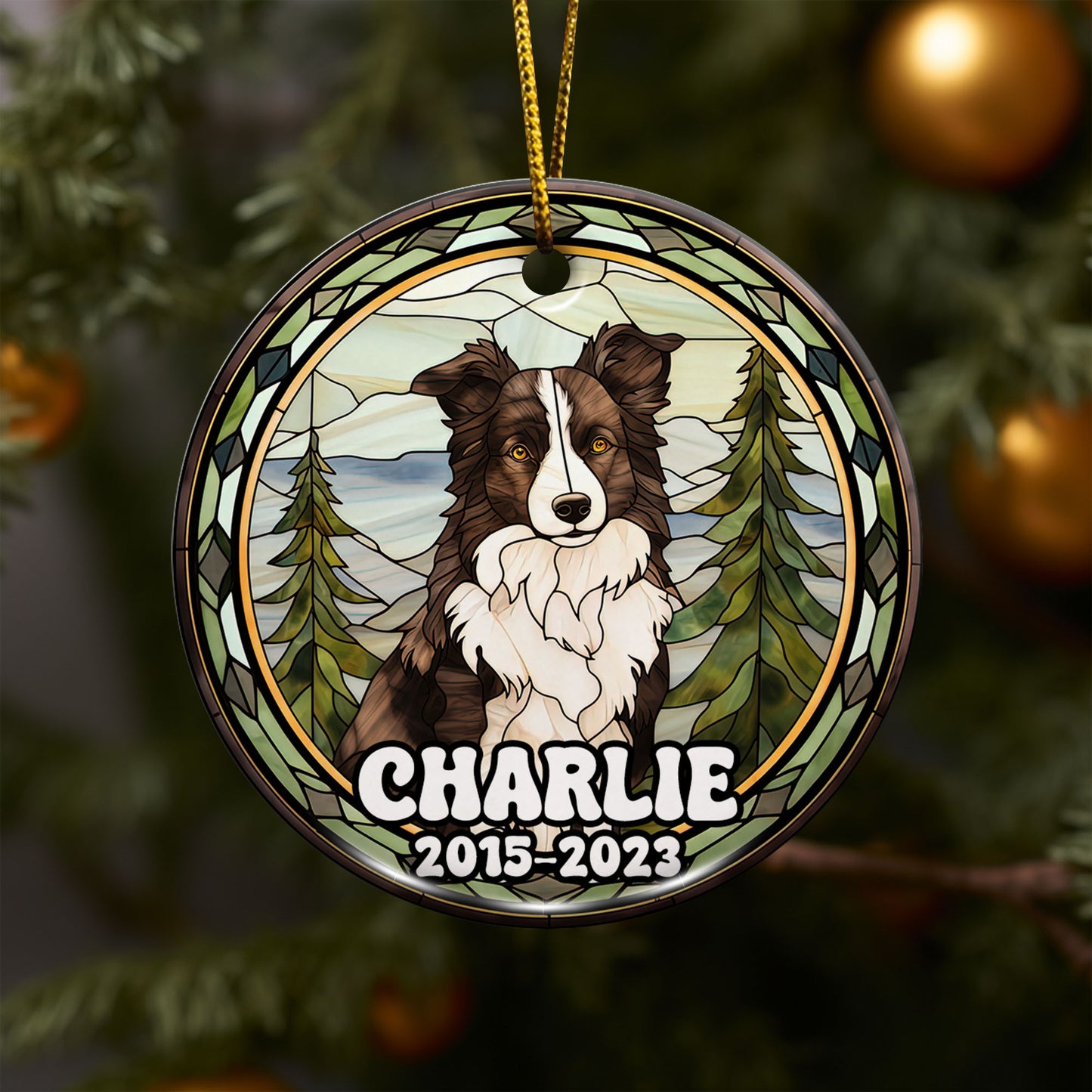 Border Collie Christmas Ornament Custom Dog Circle Ceramic Ornaments, Dog Christmas Ornaments, Christmas Ornaments For Dog Lover, Christmas Decor, Pet Lover Gifts EPHG-52790