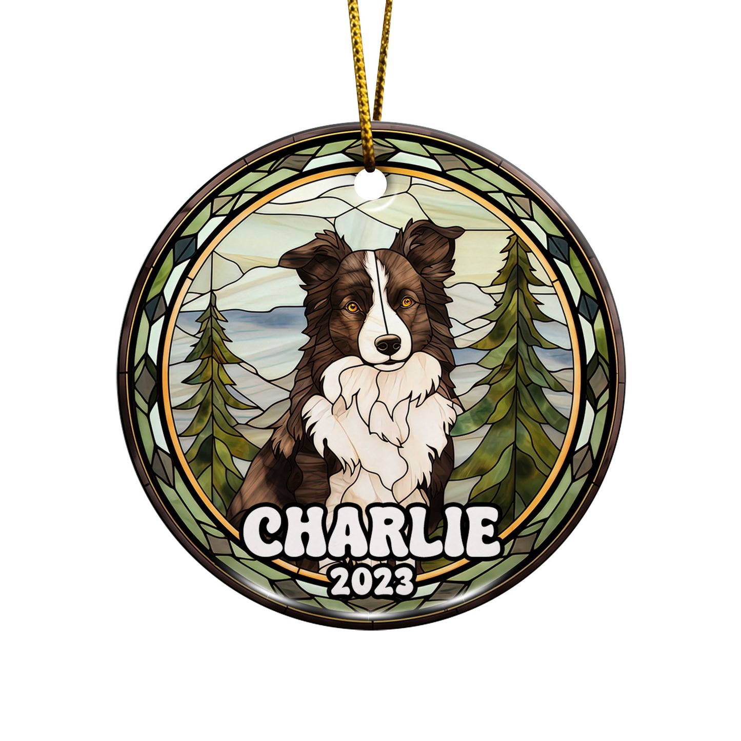 Border Collie Christmas Ornament Custom Dog Circle Ceramic Ornaments, Dog Christmas Ornaments, Christmas Ornaments For Dog Lover, Christmas Decor, Pet Lover Gifts EPHG-52790