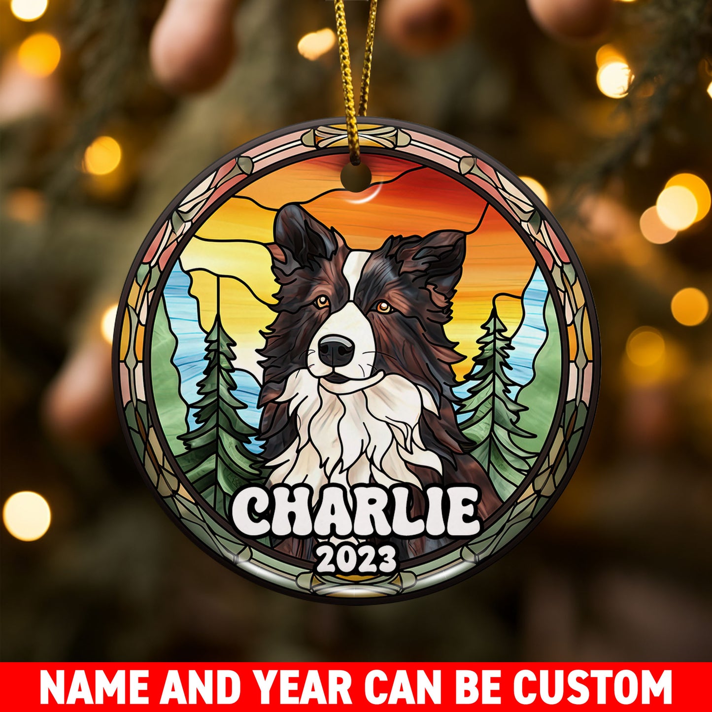 Border Collie Christmas Ornament Custom Dog Circle Ceramic Ornaments, Dog Christmas Ornaments, Christmas Ornaments For Dog Lover, Christmas Decor, Pet Lover Gifts EPHG-52790