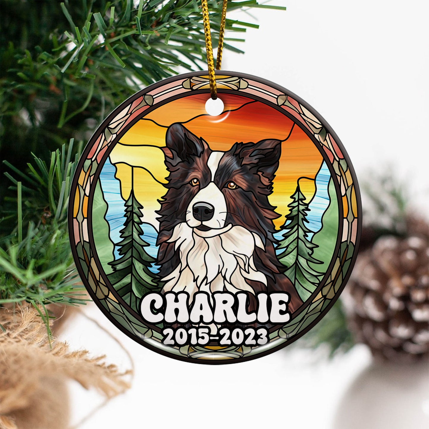 Border Collie Christmas Ornament Custom Dog Circle Ceramic Ornaments, Dog Christmas Ornaments, Christmas Ornaments For Dog Lover, Christmas Decor, Pet Lover Gifts EPHG-52790