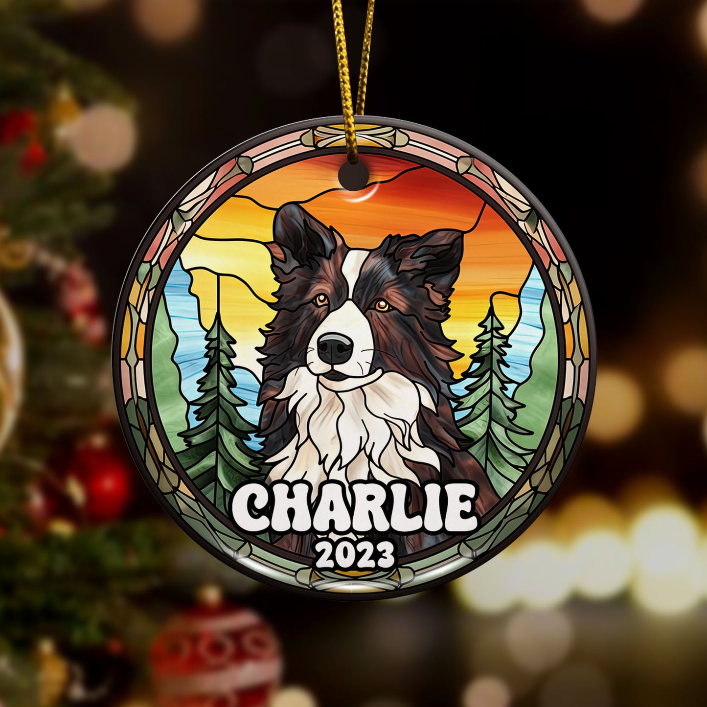 Border Collie Christmas Ornament Custom Dog Circle Ceramic Ornaments, Dog Christmas Ornaments, Christmas Ornaments For Dog Lover, Christmas Decor, Pet Lover Gifts EPHG-52790