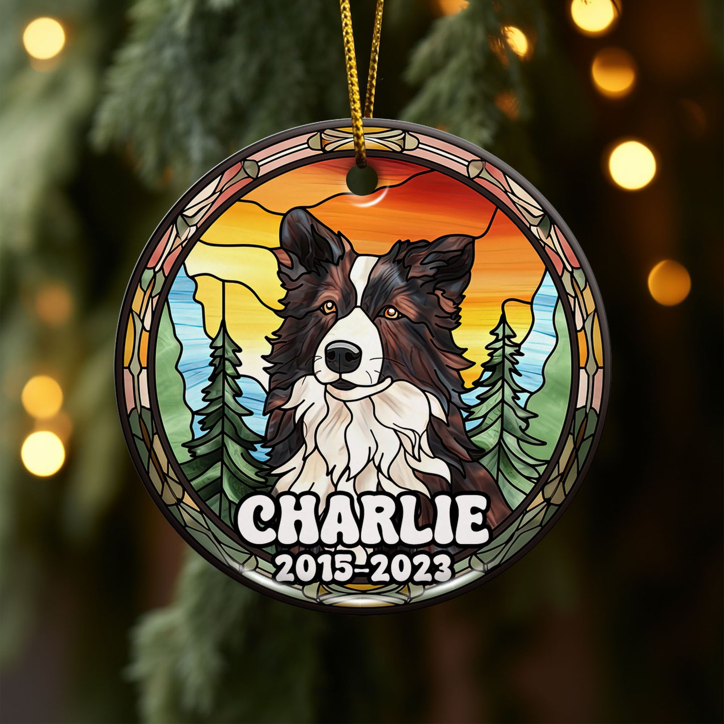 Border Collie Christmas Ornament Custom Dog Circle Ceramic Ornaments, Dog Christmas Ornaments, Christmas Ornaments For Dog Lover, Christmas Decor, Pet Lover Gifts EPHG-52790