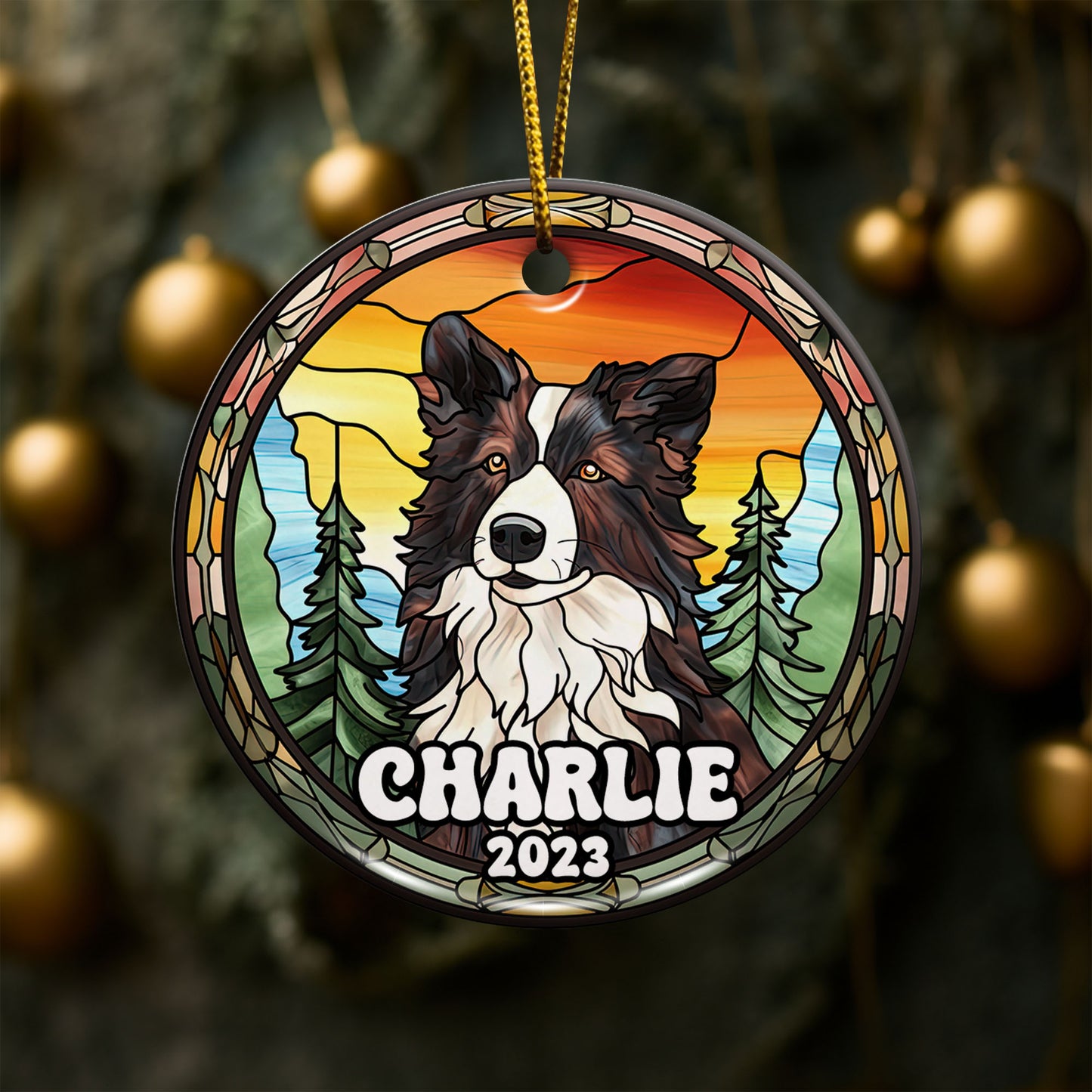 Border Collie Christmas Ornament Custom Dog Circle Ceramic Ornaments, Dog Christmas Ornaments, Christmas Ornaments For Dog Lover, Christmas Decor, Pet Lover Gifts EPHG-52790