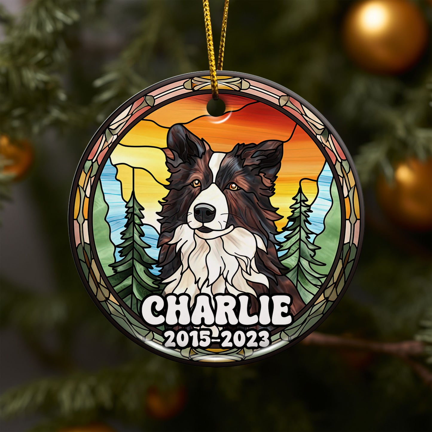 Border Collie Christmas Ornament Custom Dog Circle Ceramic Ornaments, Dog Christmas Ornaments, Christmas Ornaments For Dog Lover, Christmas Decor, Pet Lover Gifts EPHG-52790