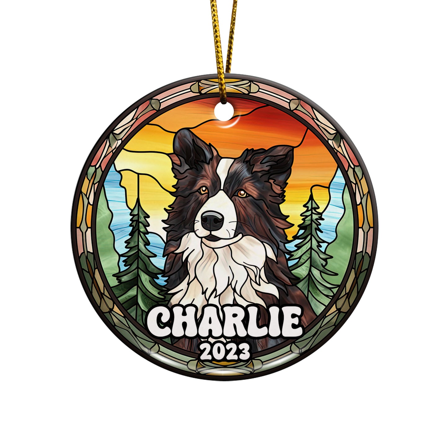 Border Collie Christmas Ornament Custom Dog Circle Ceramic Ornaments, Dog Christmas Ornaments, Christmas Ornaments For Dog Lover, Christmas Decor, Pet Lover Gifts EPHG-52790