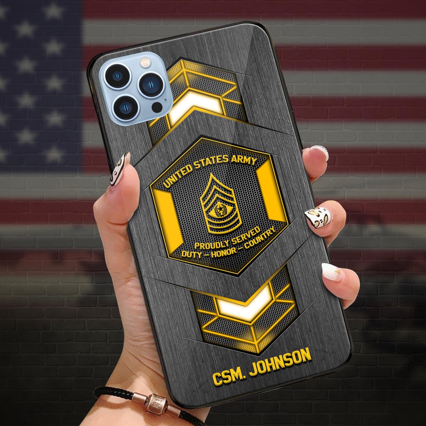 US ARMY Military Phone Case Custom Name And Rank, Veteran Gifts ETRG-37886