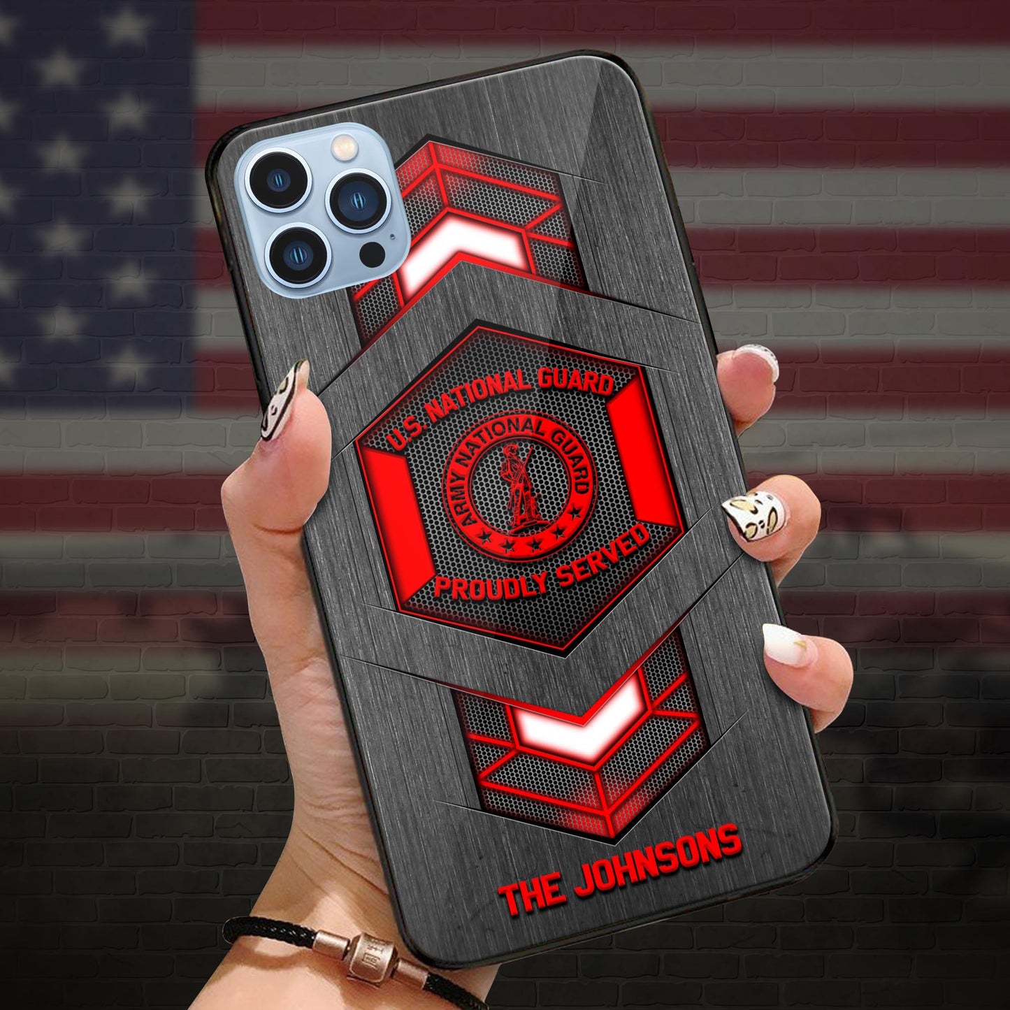 US National Guard Military Phone Case Custom Name, Veteran Gifts ETRG-37886