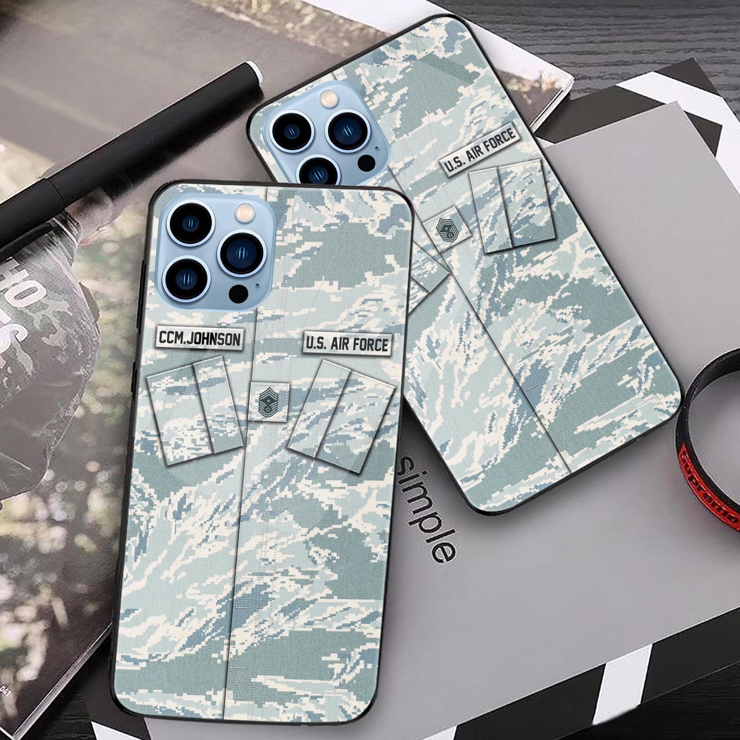 US AIR FORCE Veteran Military Phone Case Custom Name And Rank, Camo Phone Case, Gifts For Veteran ETRG-37893