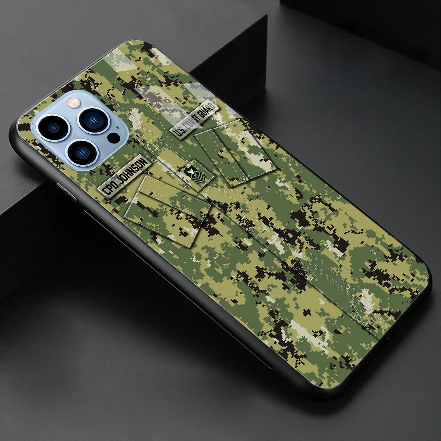 US Coast Guard Veteran Military Phone Case Custom Name And Rank, Camo Phone Case, Gifts For Veteran ETRG-37893