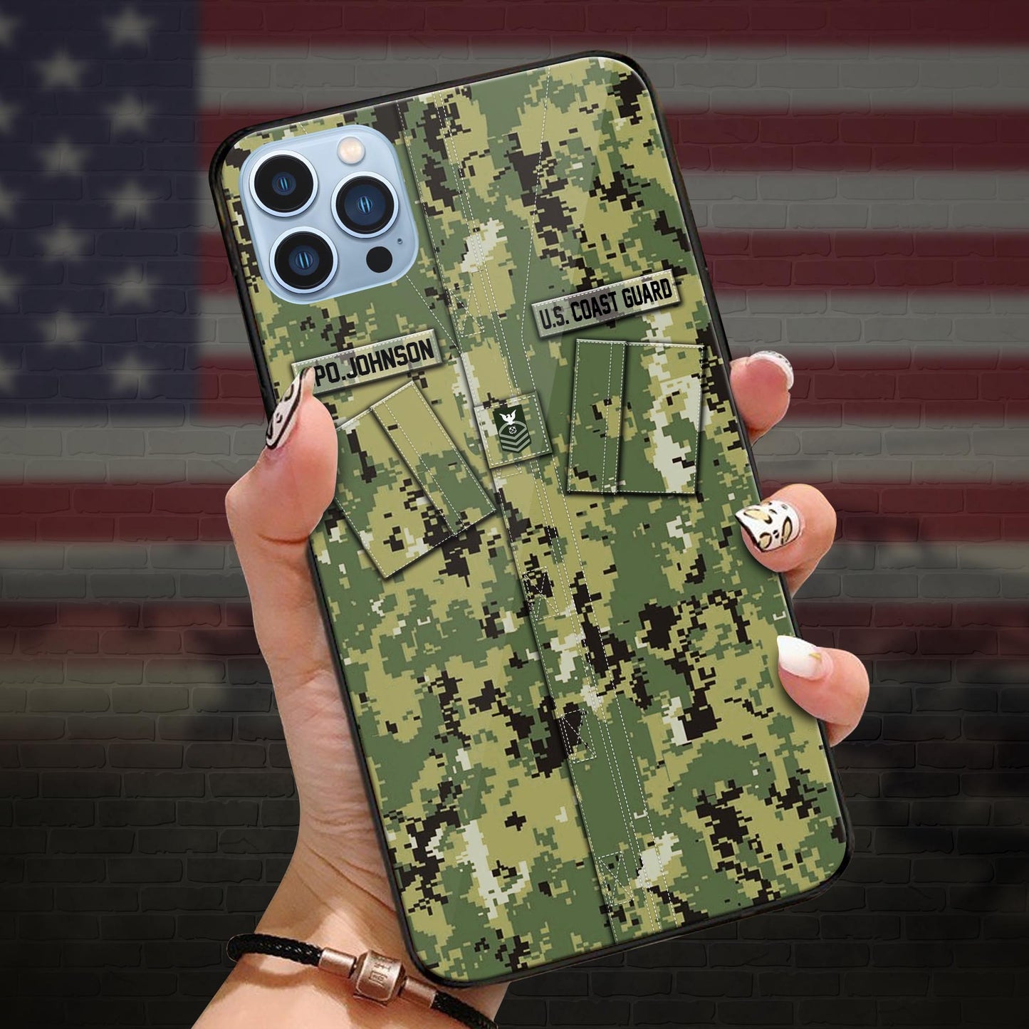 US Coast Guard Veteran Military Phone Case Custom Name And Rank, Camo Phone Case, Gifts For Veteran ETRG-37893