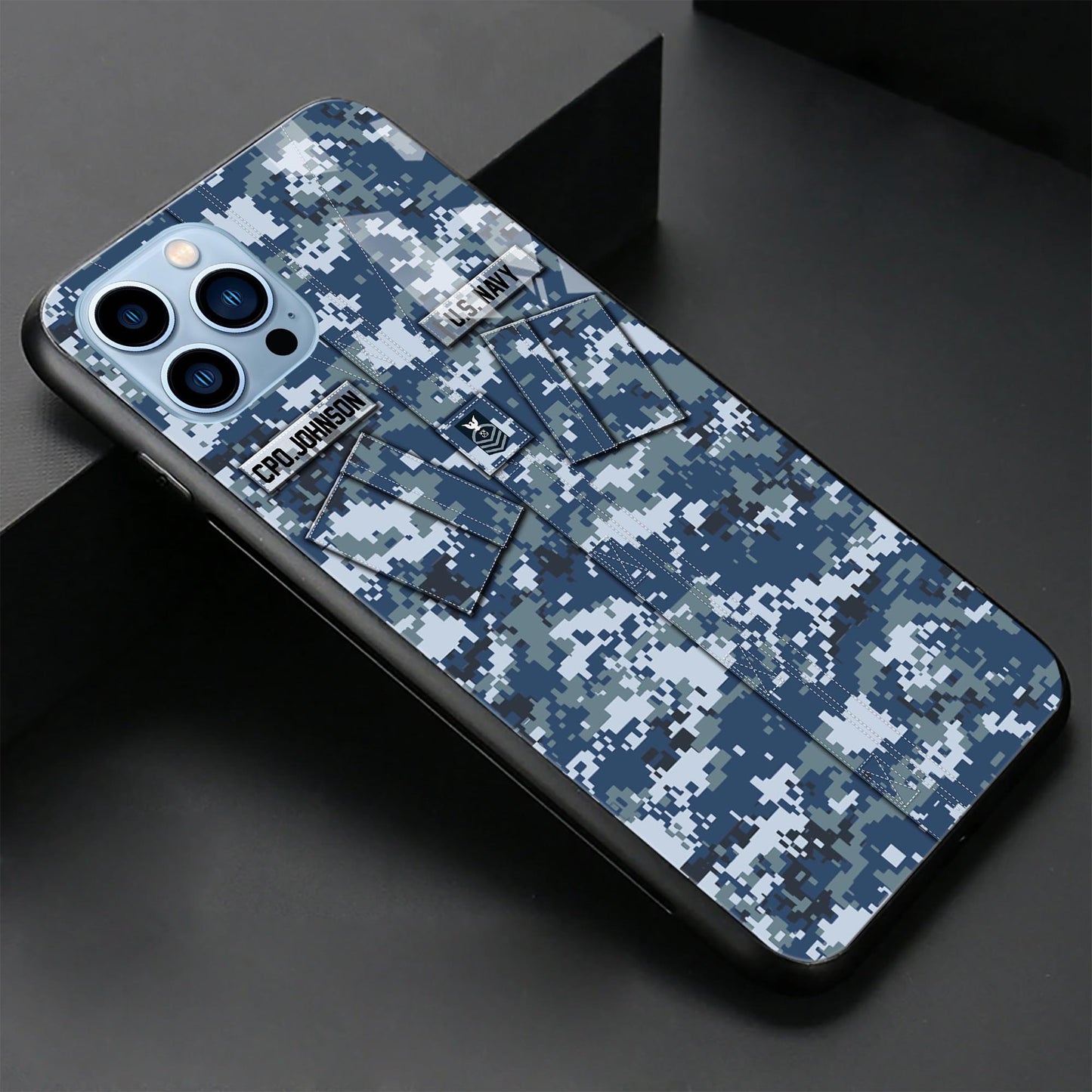 US NAVY Veteran Military Phone Case Custom Name And Rank, Camo Phone Case, Gifts For Veteran ETRG-37893