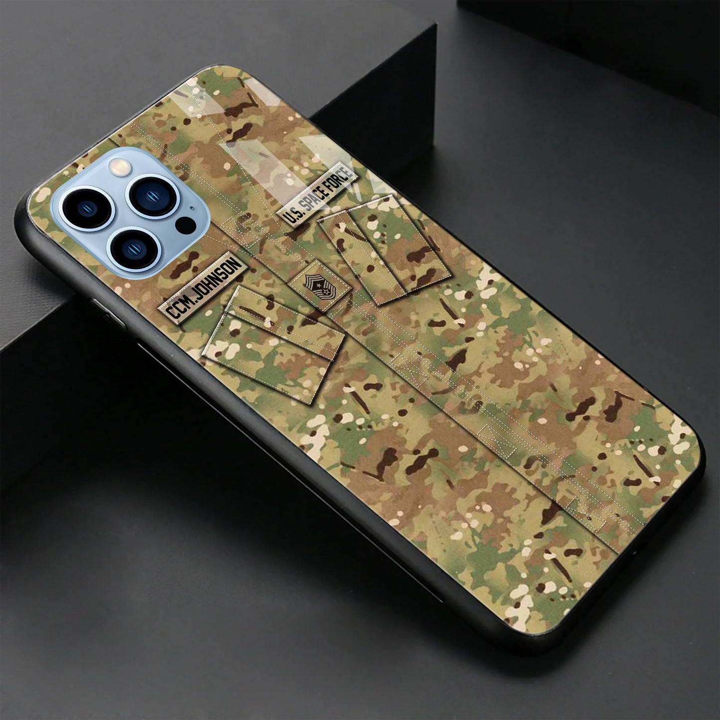 US SPACE FORCE Veteran Military Phone Case Custom Name And Rank, Camo Phone Case, Gifts For Veteran ETRG-37893