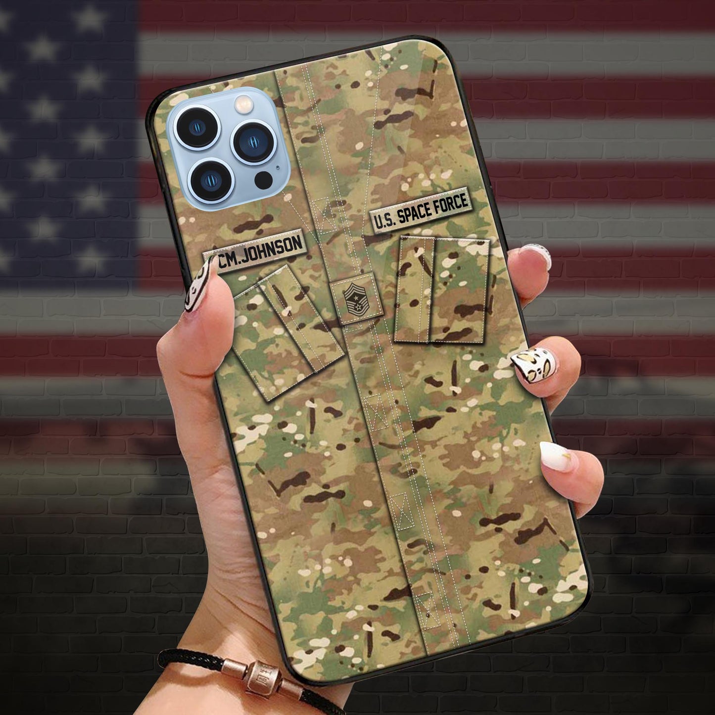 US SPACE FORCE Veteran Military Phone Case Custom Name And Rank, Camo Phone Case, Gifts For Veteran ETRG-37893