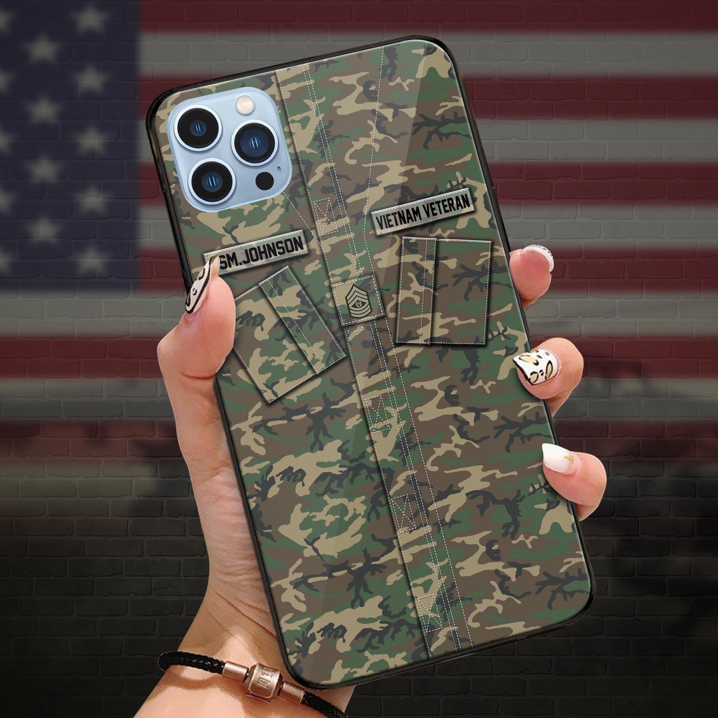 VIETNAM VETERAN Veteran Military Phone Case Custom Name And Rank, Camo Phone Case, Gifts For Veteran ETRG-37893