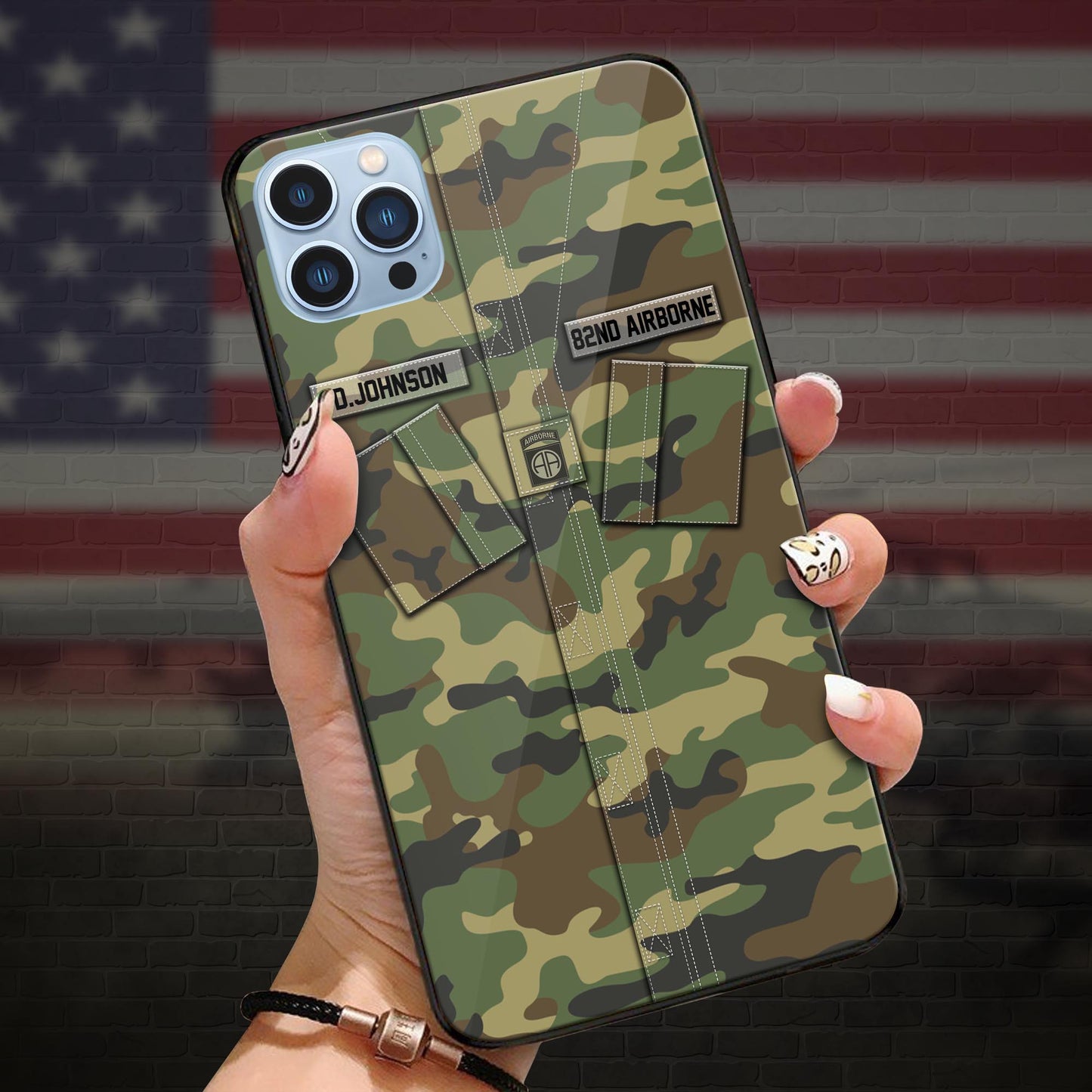 82nd Air borne Veteran Military Phone Case Custom Name And Rank, Camo Phone Case, Gifts For Veteran ETRG-37893