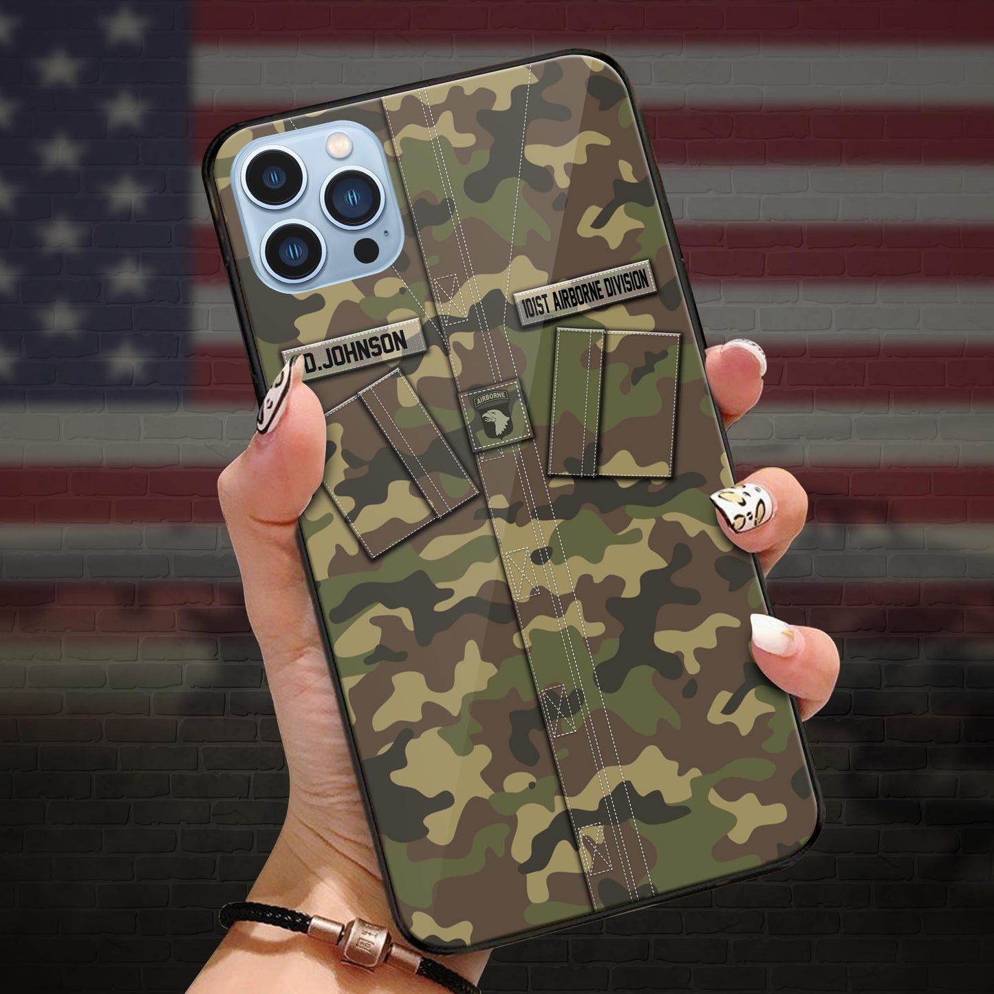 101st Airborne Division Veteran Military Phone Case Custom Name And Rank, Camo Phone Case, Gifts For Veteran ETRG-37893