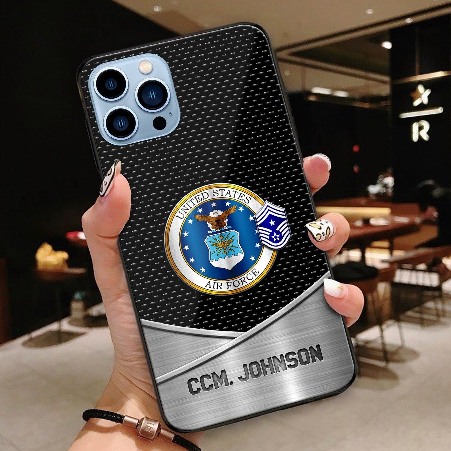 US AIR FORCE Phone Case Custom Your Name And Rank, US Military Phone Case, Proudly Served, Custom Gift For Veteran ETRG-44323