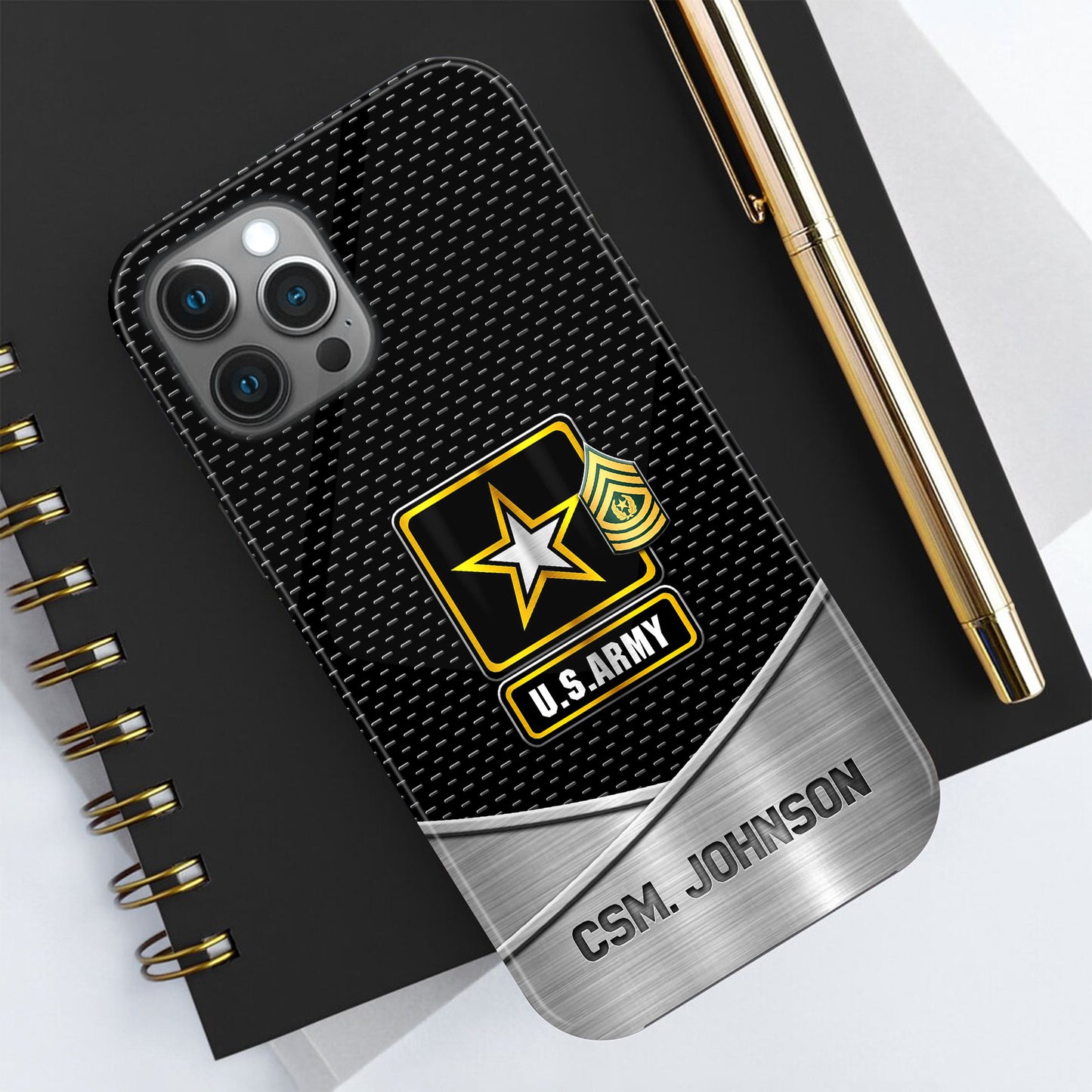 US ARMY Phone Case Custom Your Name And Rank, US Military Phone Case, Proudly Served, Custom Gift For Veteran ETRG-44323