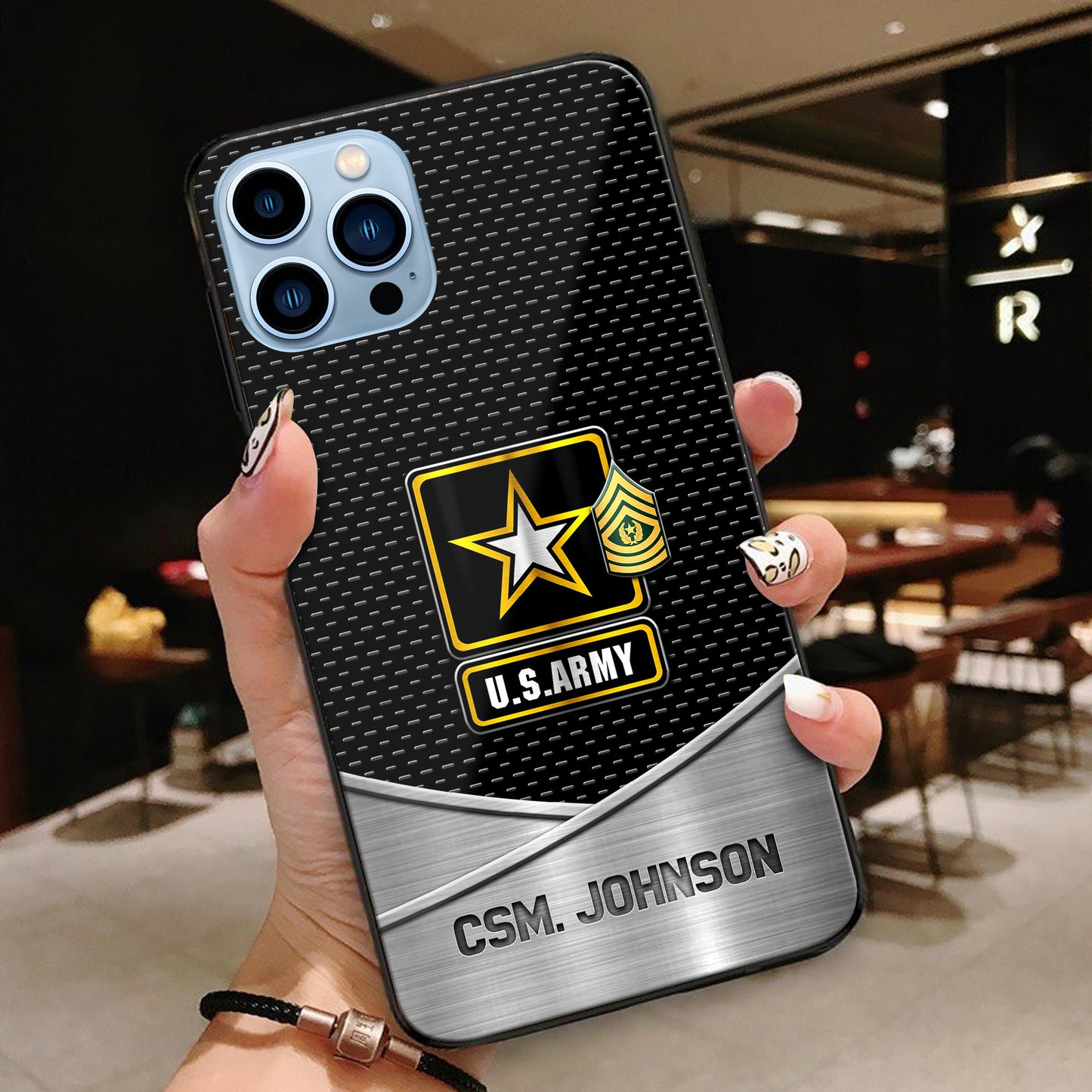 US ARMY Phone Case Custom Your Name And Rank, US Military Phone Case, Proudly Served, Custom Gift For Veteran ETRG-44323