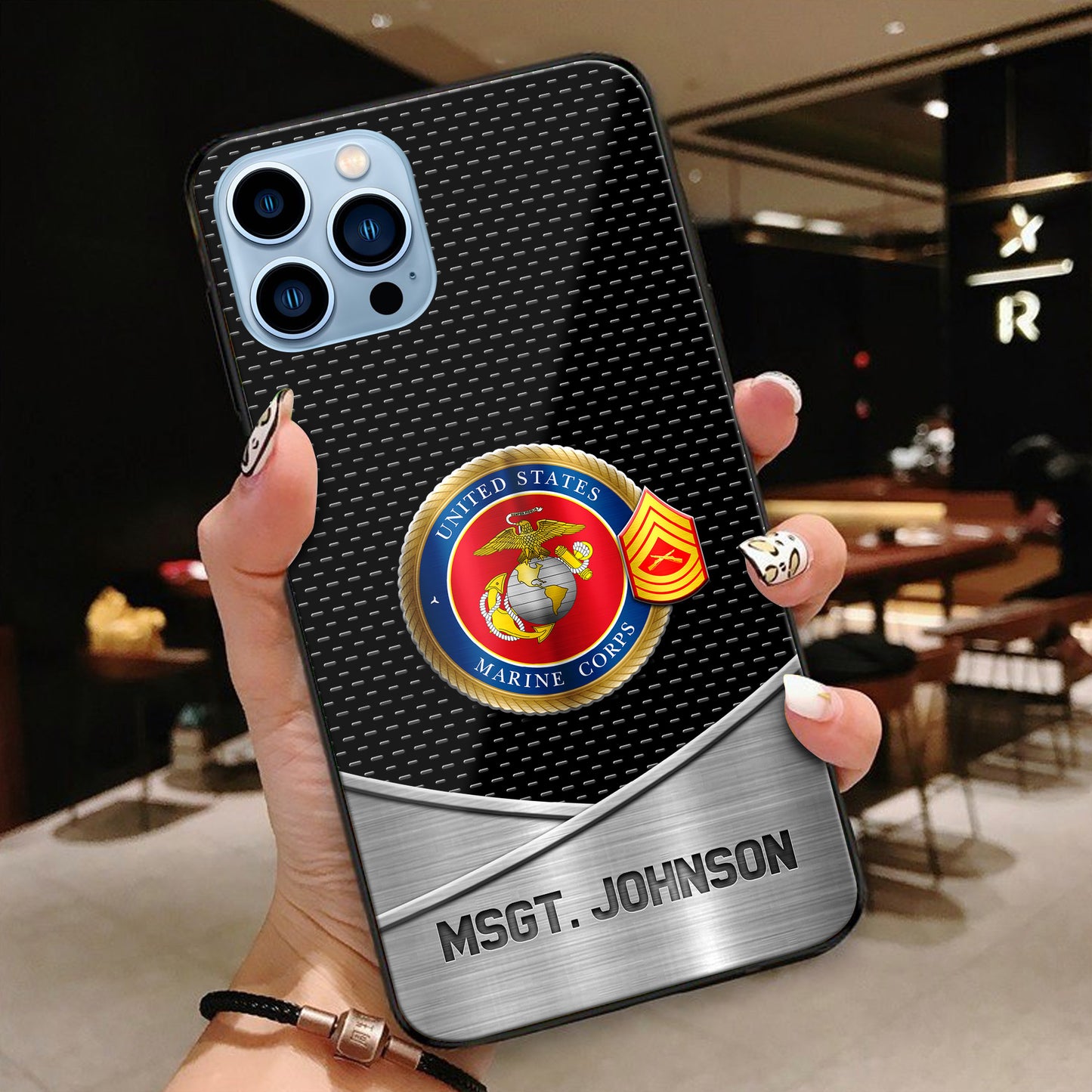 US MARINE CORPS Phone Case Custom Your Name And Rank, US Military Phone Case, Proudly Served, Custom Gift For Veteran ETRG-44323