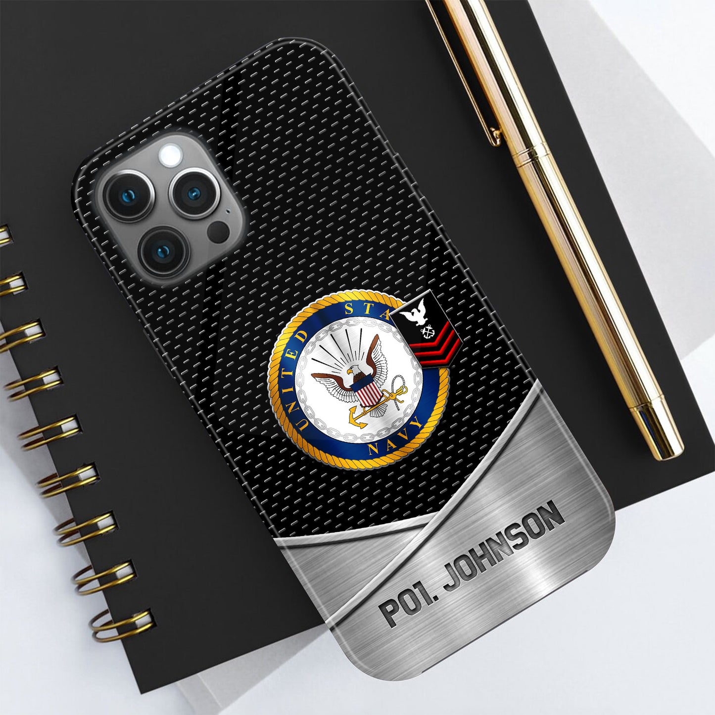 US NAVY Phone Case Custom Your Name And Rank, US Military Phone Case, Proudly Served, Custom Gift For Veteran ETRG-44323