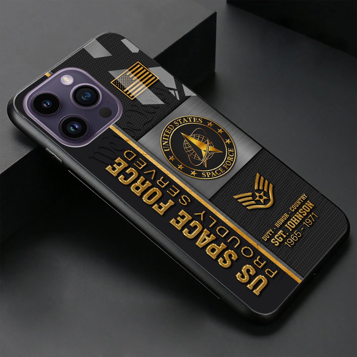 U.S. Space Force Military Proudly Served Phone Case Custom Rank, Name And Year, US Military Veteran Gifts ETRG-54206